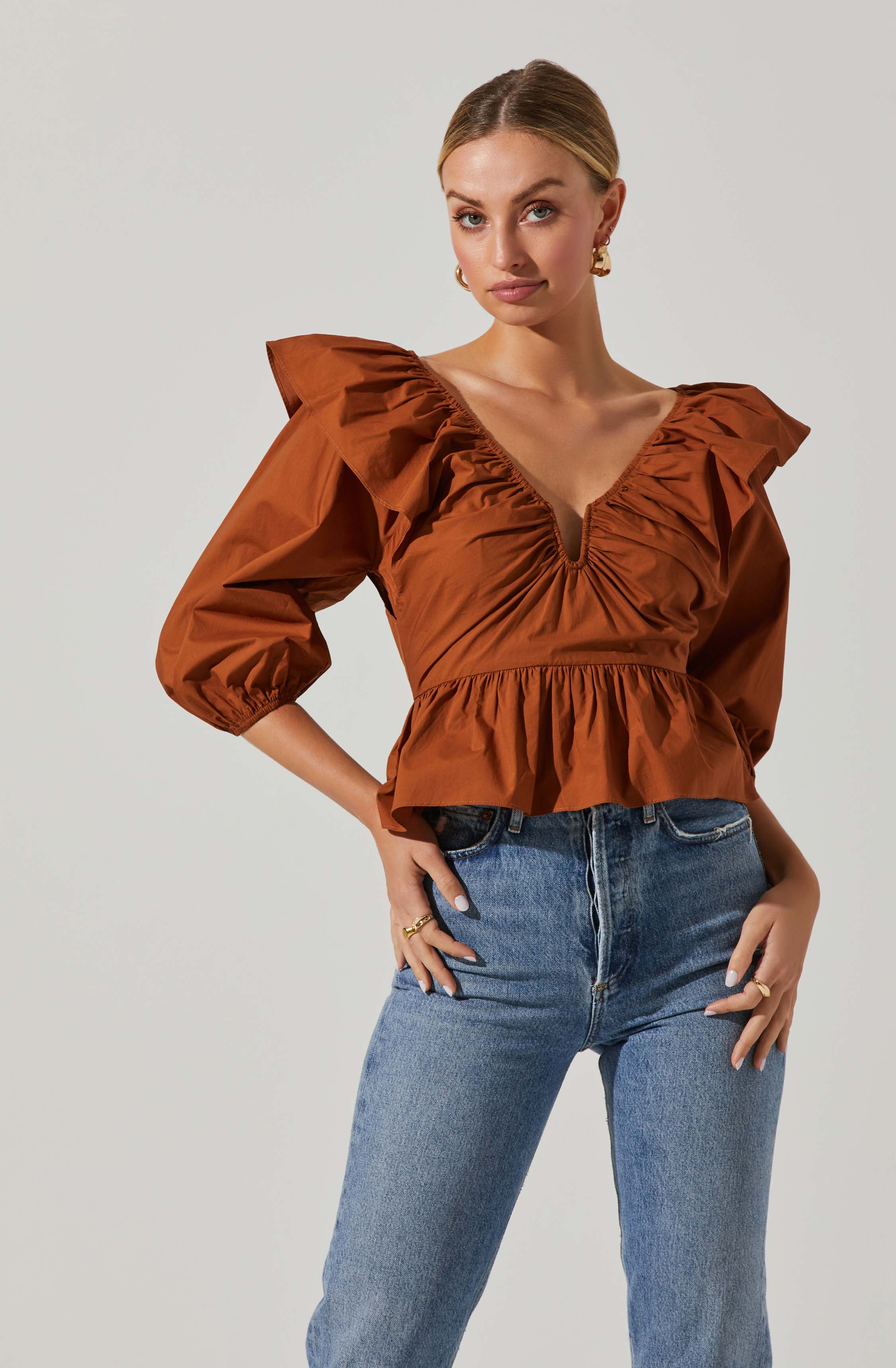 Gemma Ruffle Peplum Top-Aljck