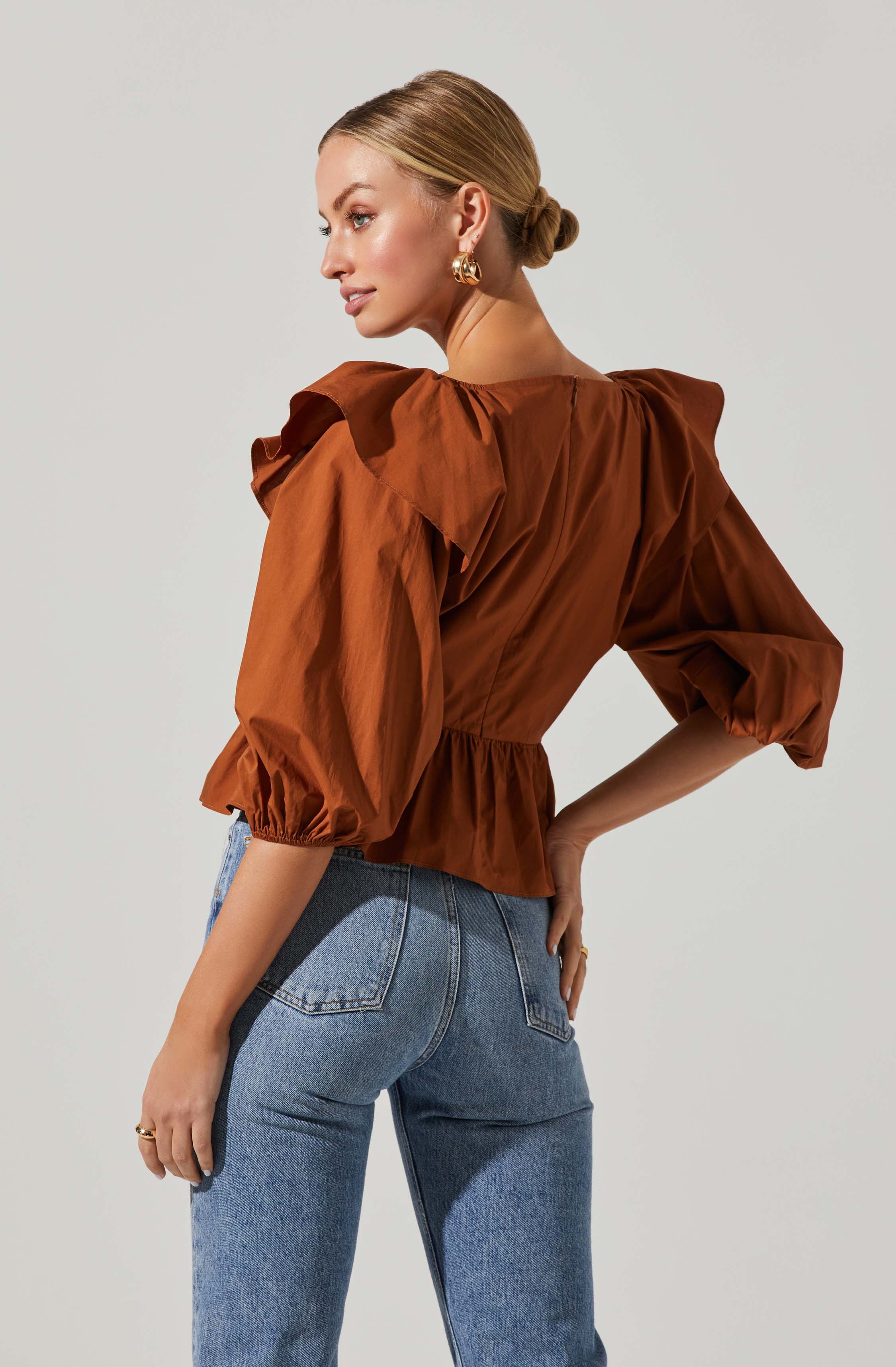 Gemma Ruffle Peplum Top-Aljck