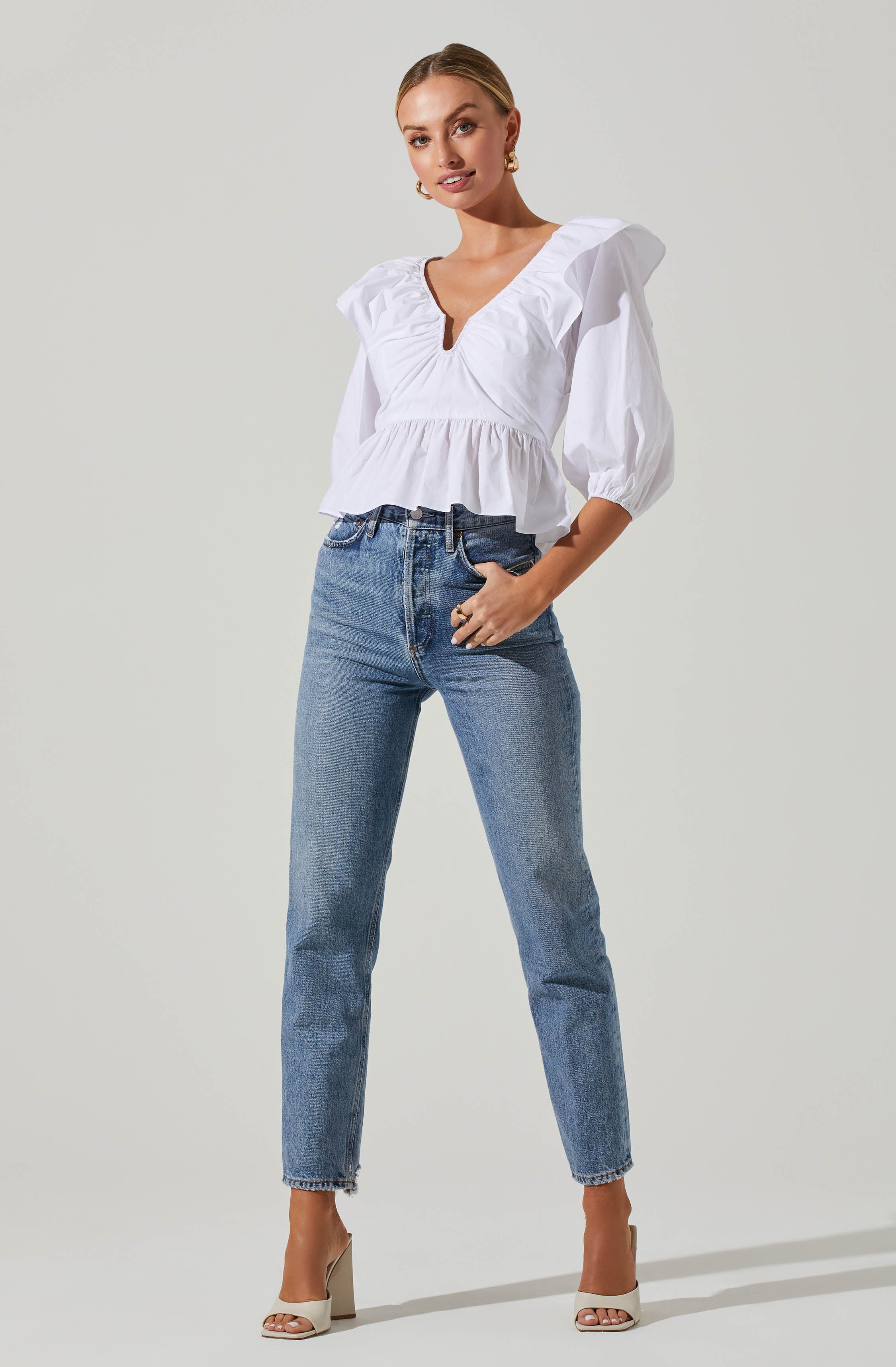 Gemma Ruffle Peplum Top-Aljck