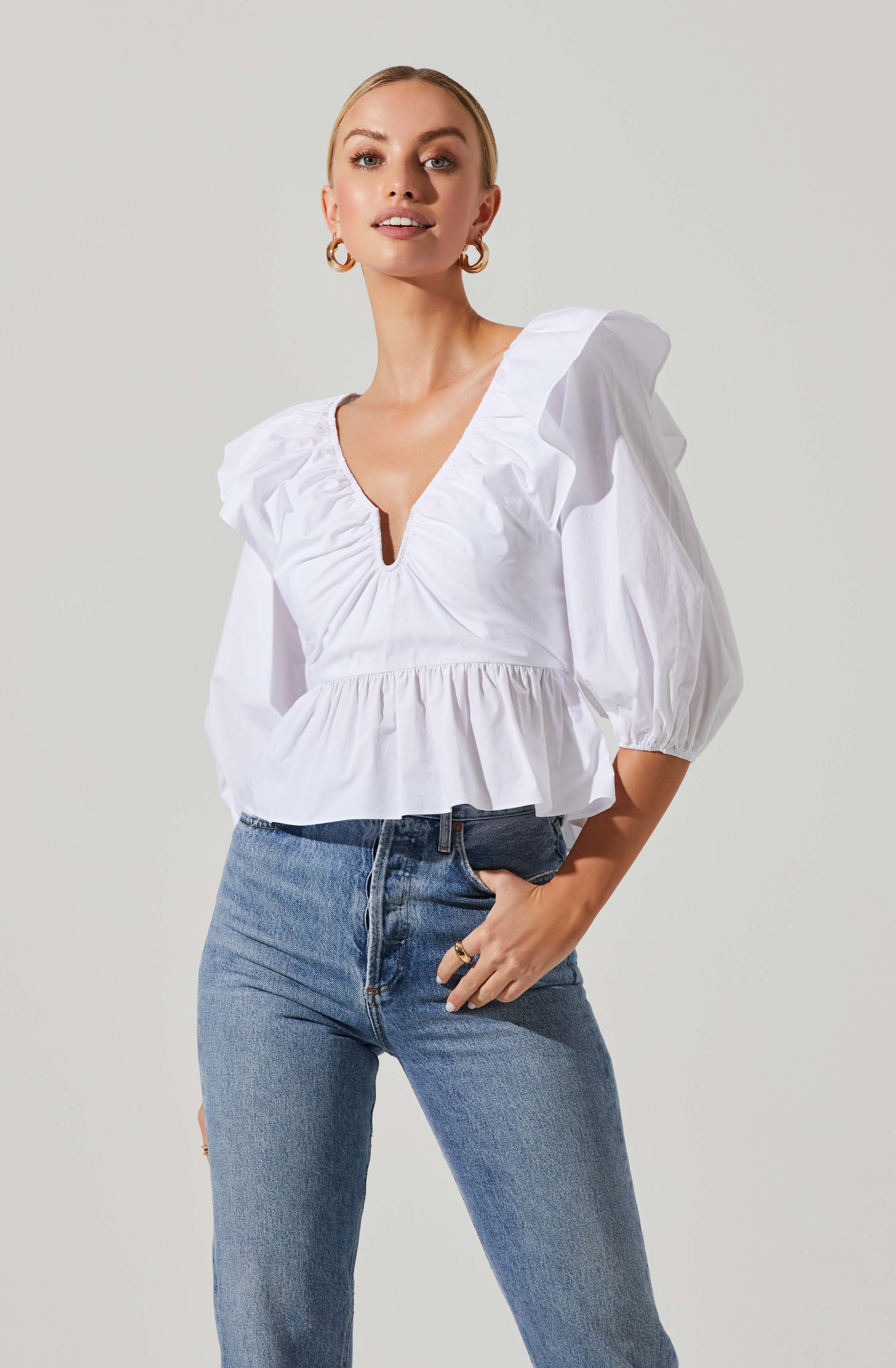 Gemma Ruffle Peplum Top-Aljck
