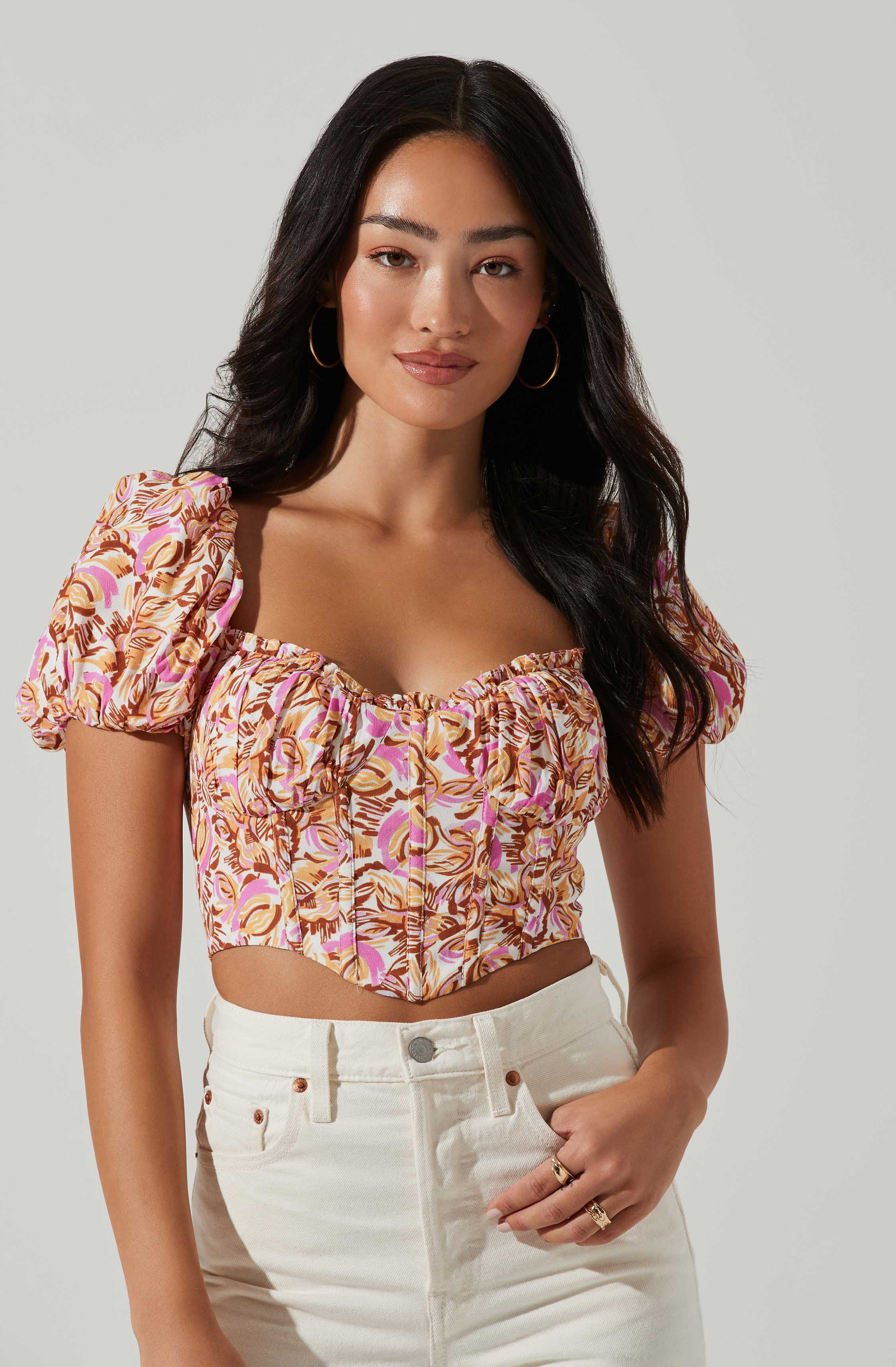 Paola Floral Puff Sleeve Top-Aljck