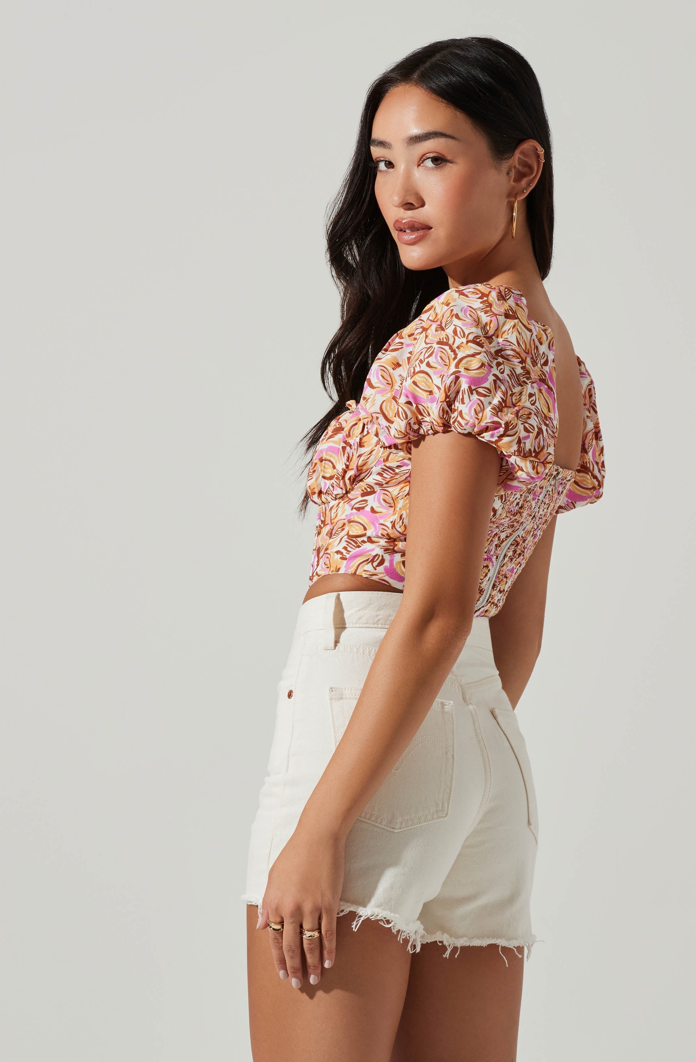 Paola Floral Puff Sleeve Top-Aljck