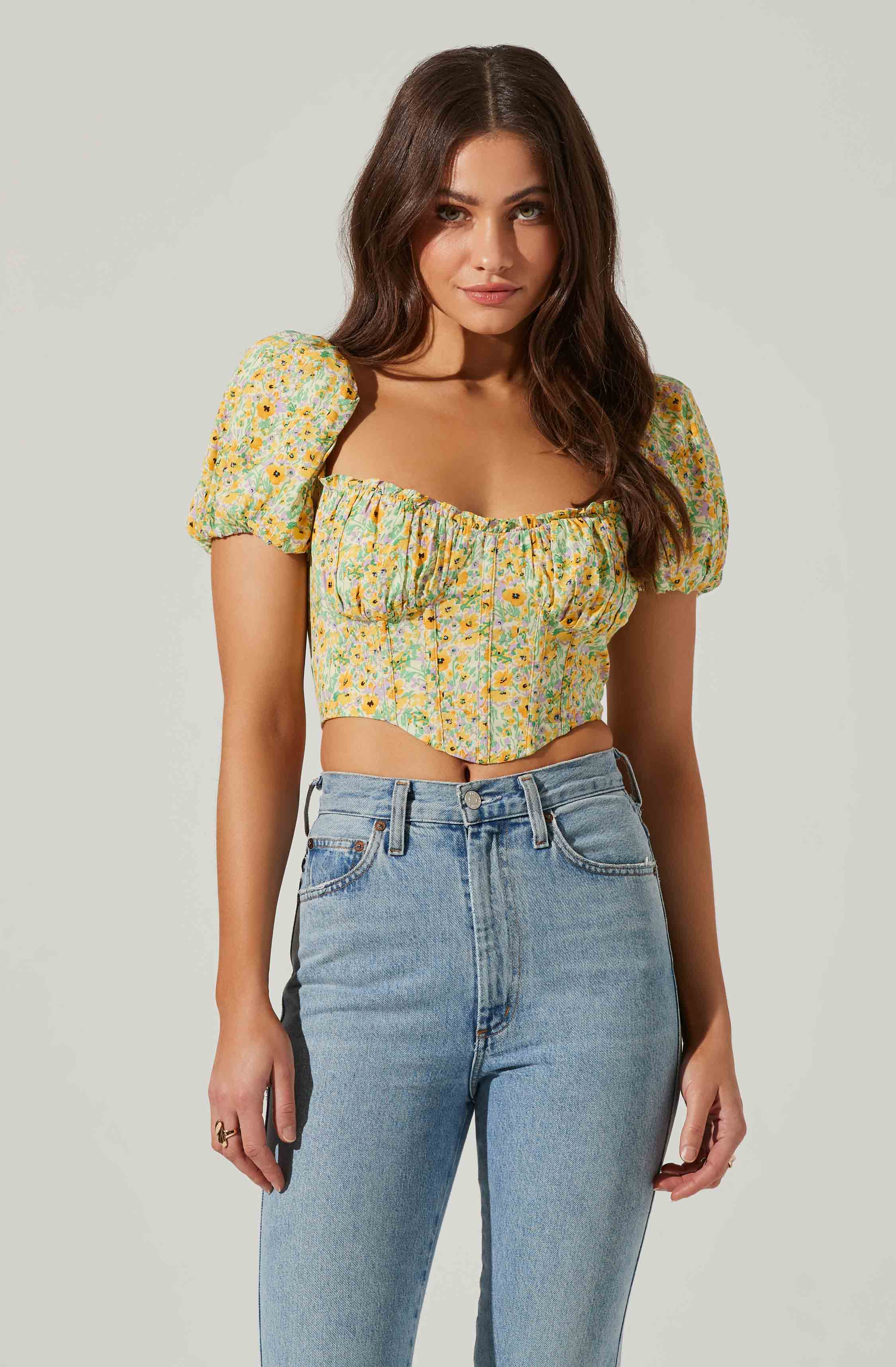 Paola Floral Puff Sleeve Top-Aljck