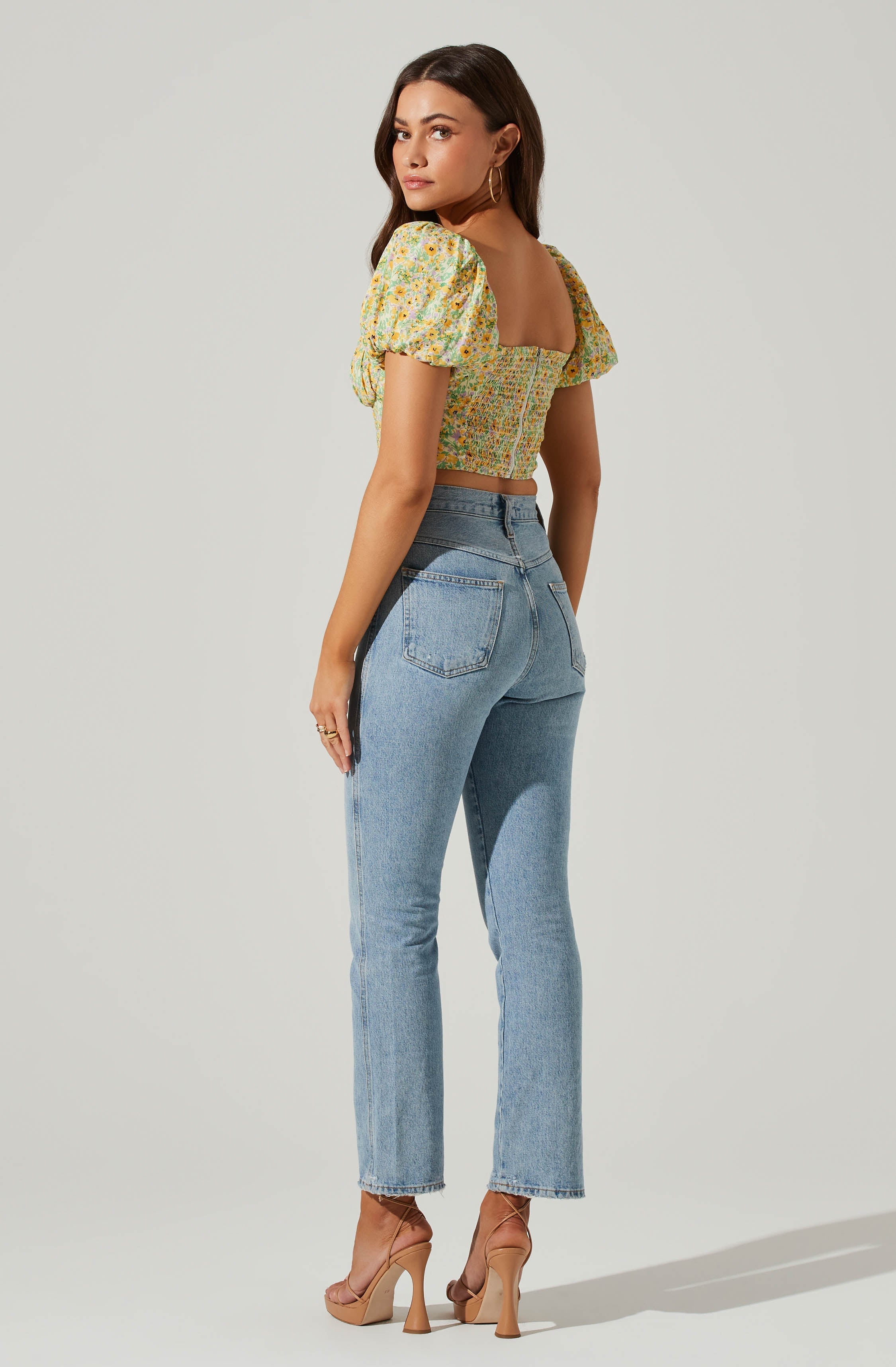 Paola Floral Puff Sleeve Top-Aljck