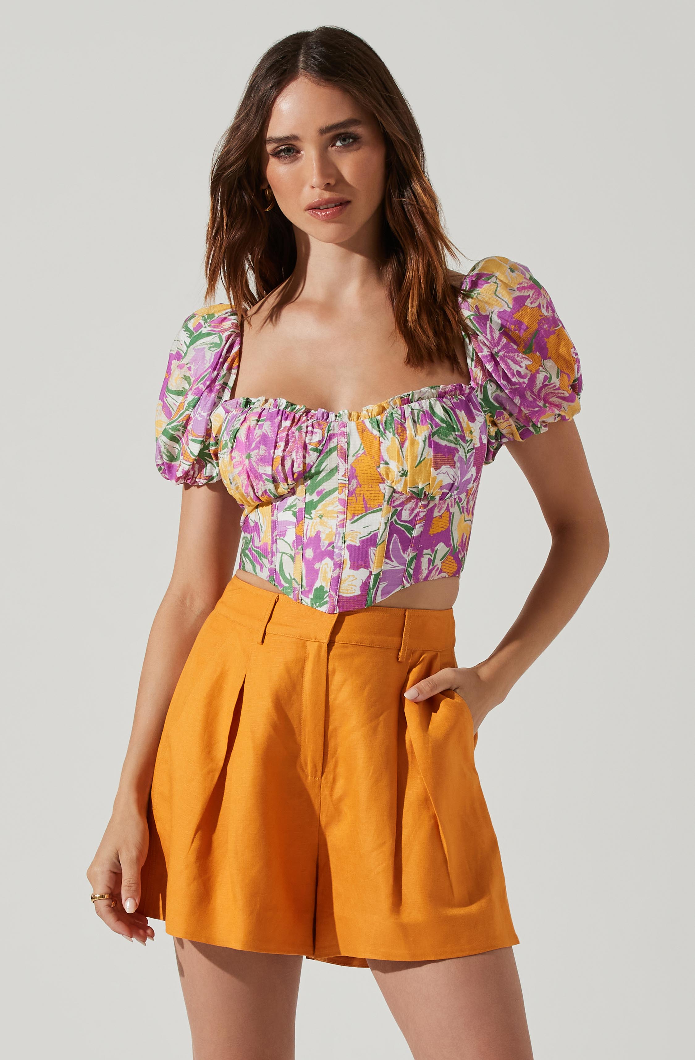 Paola Floral Puff Sleeve Top-Aljck