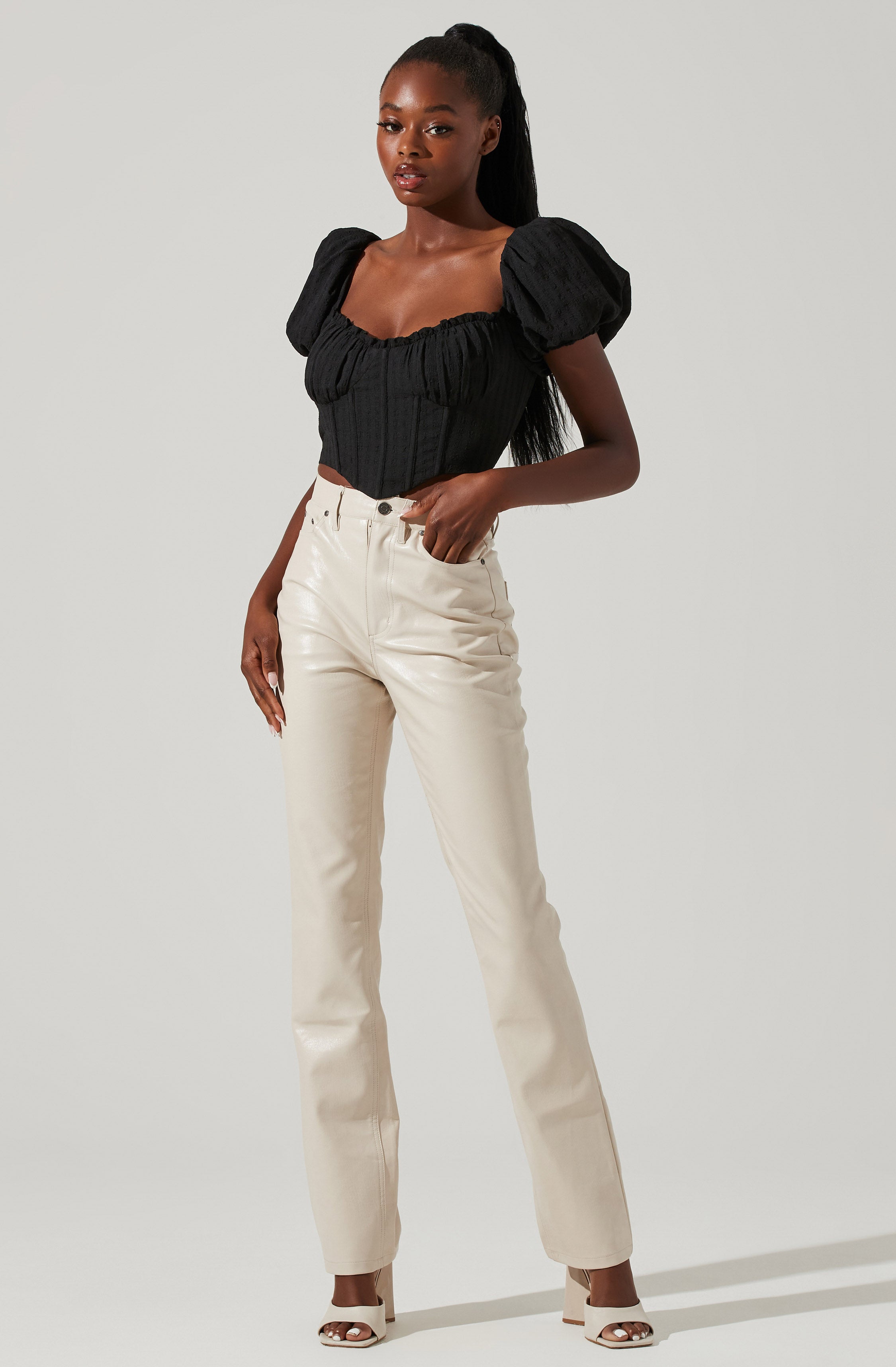 Paola Sweetheart Bustier Puff Sleeve Top-Aljck