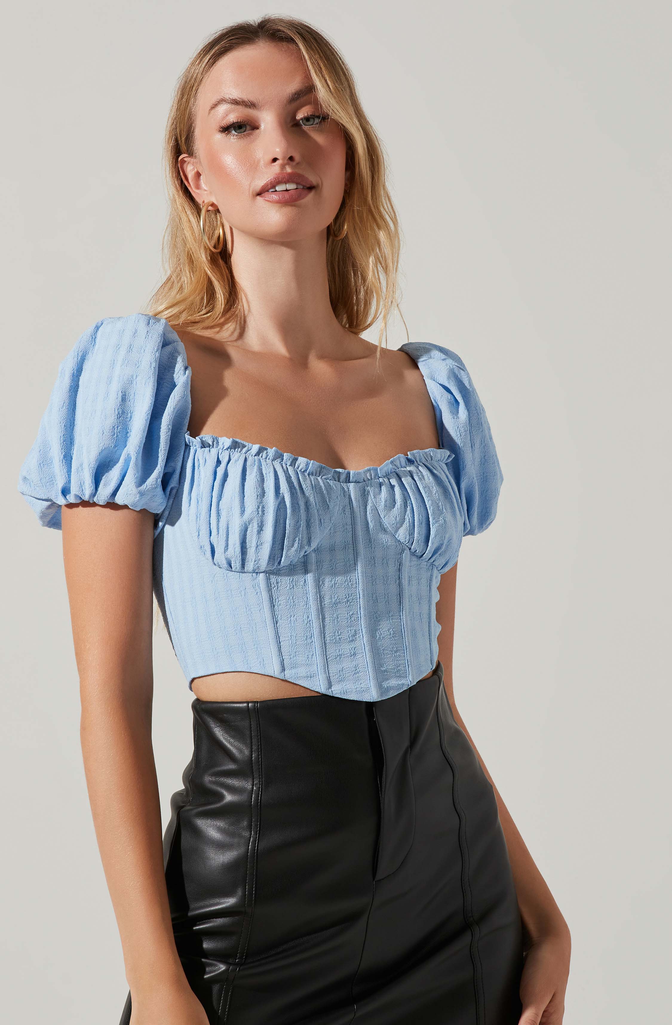 Paola Sweetheart Bustier Puff Sleeve Top-Aljck
