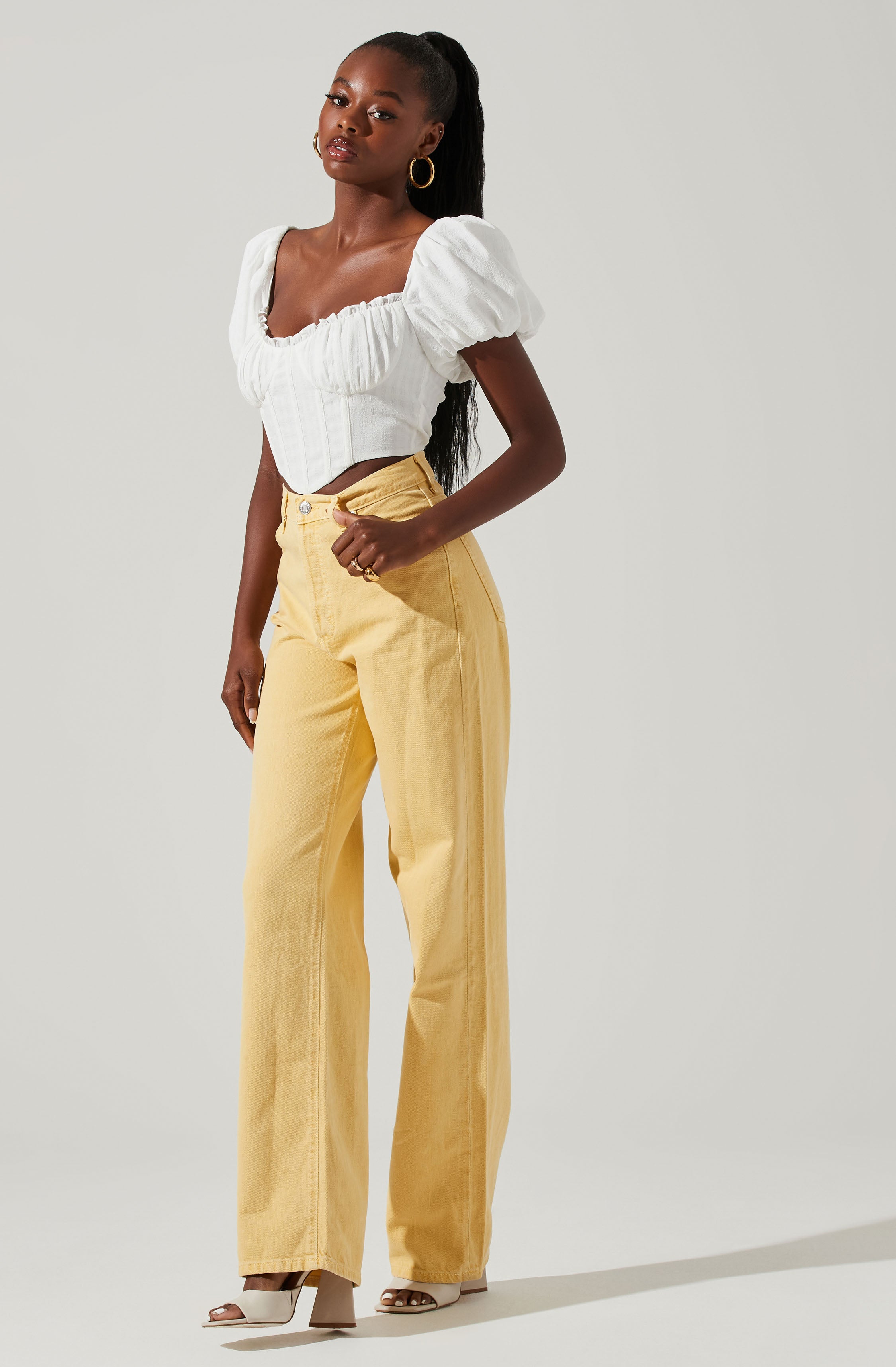 Paola Sweetheart Bustier Puff Sleeve Top-Aljck