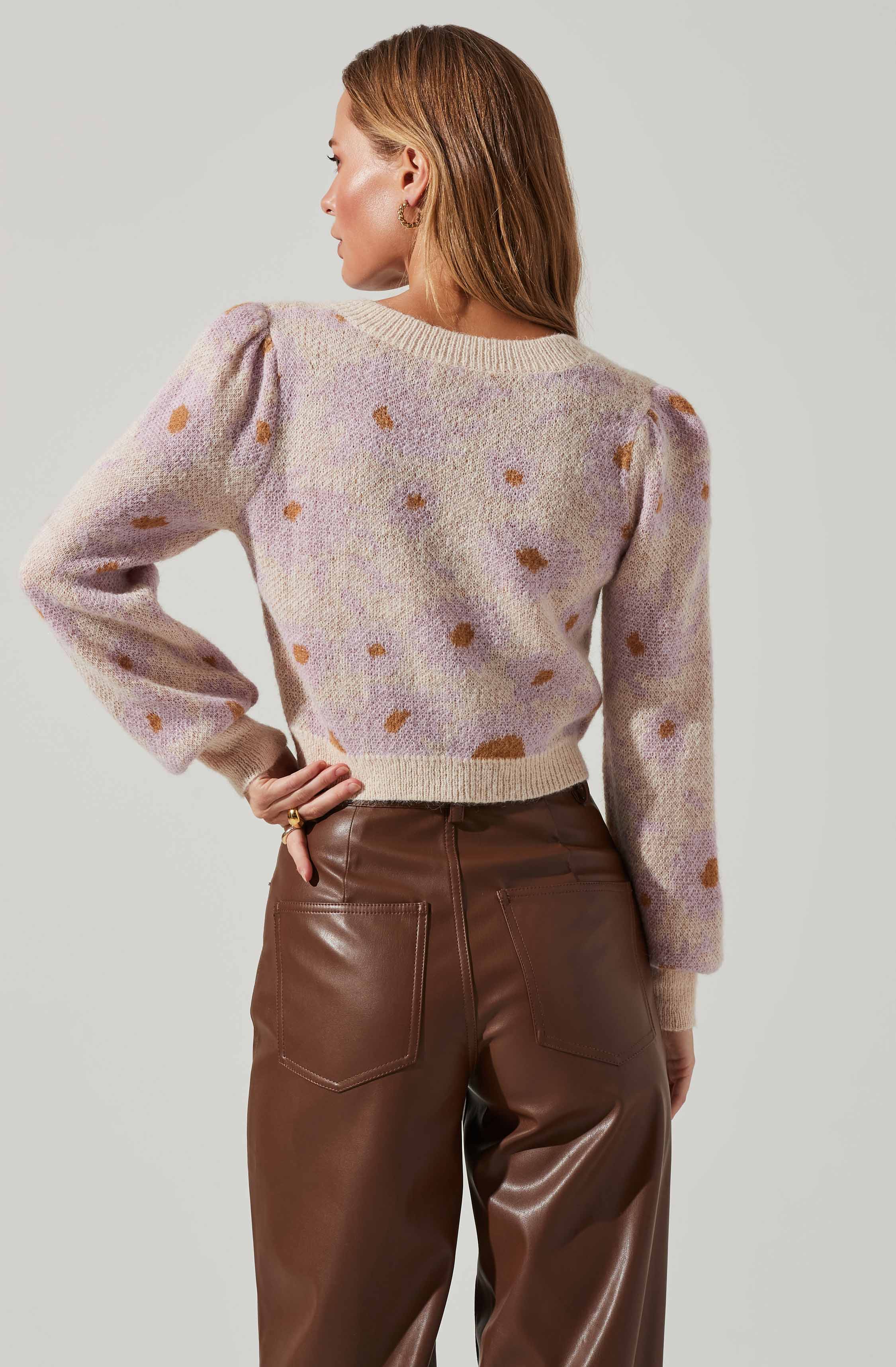 Tricia Floral Knit Cropped Sweater-Aljck