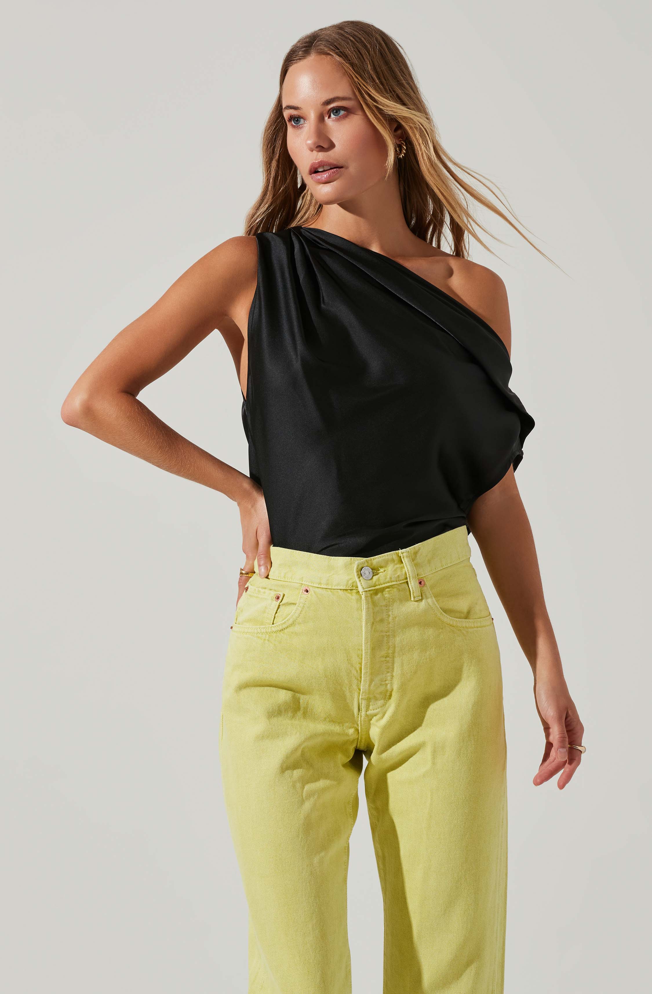 Ceres Satin Off Shoulder Top-Aljck