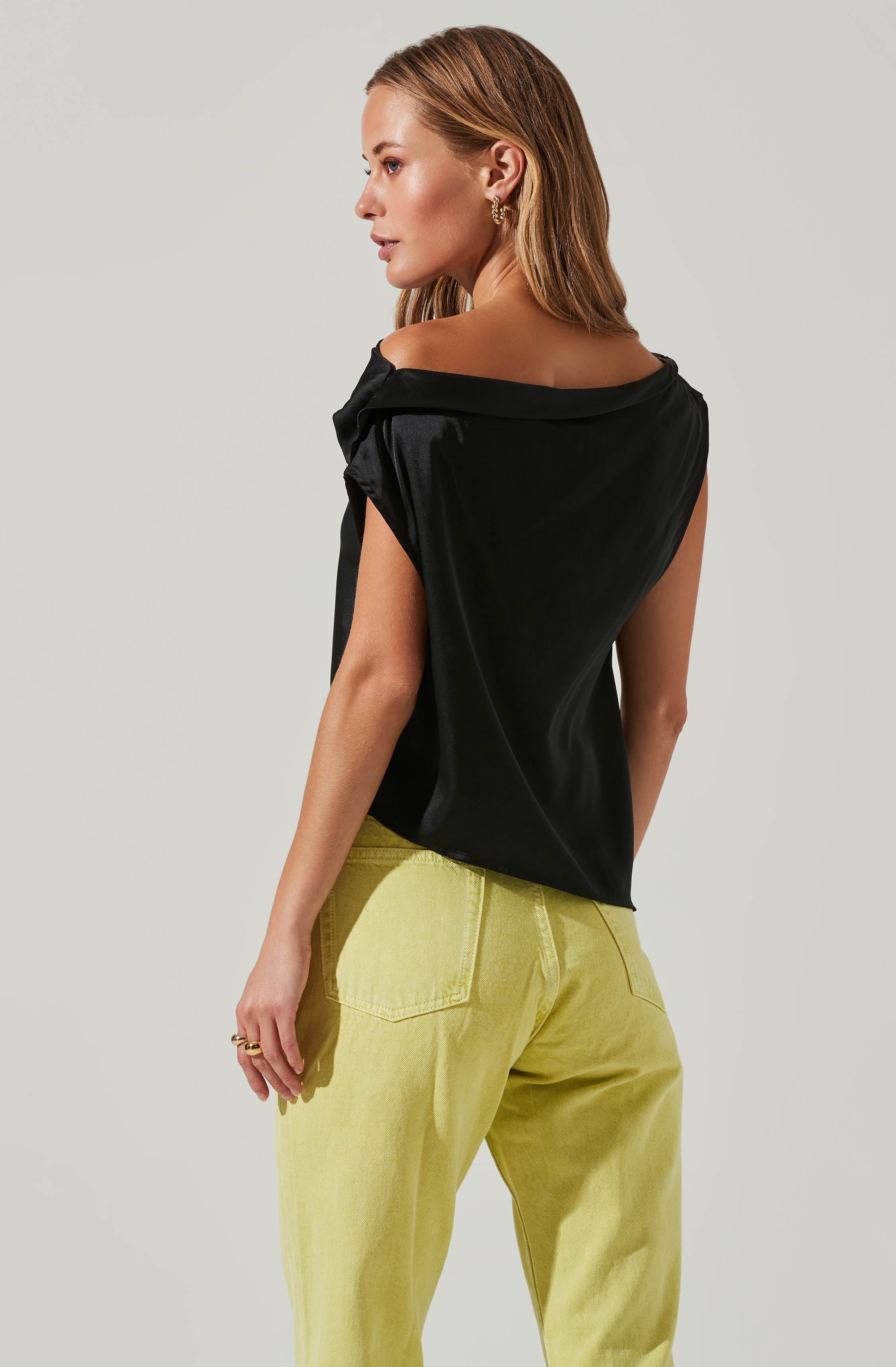 Ceres Satin Off Shoulder Top-Aljck