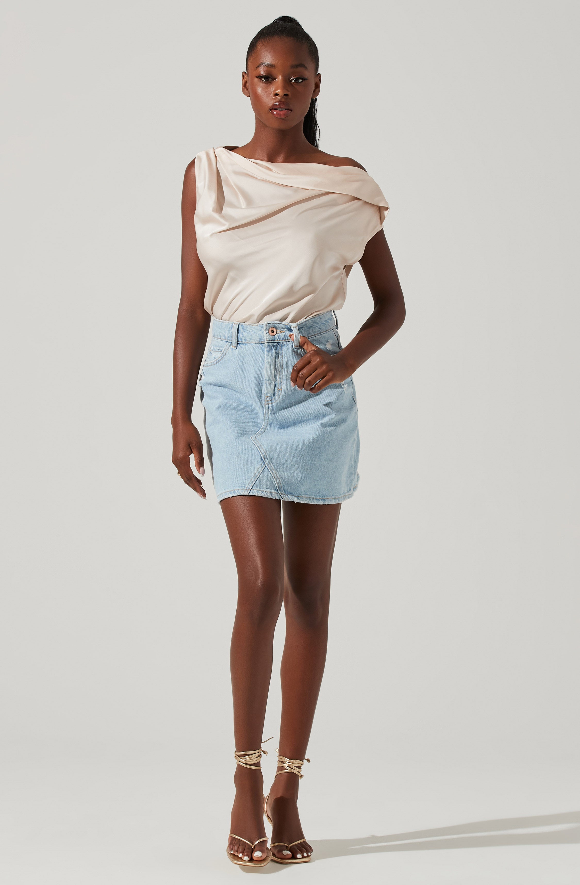 Ceres Satin Off Shoulder Top-Aljck