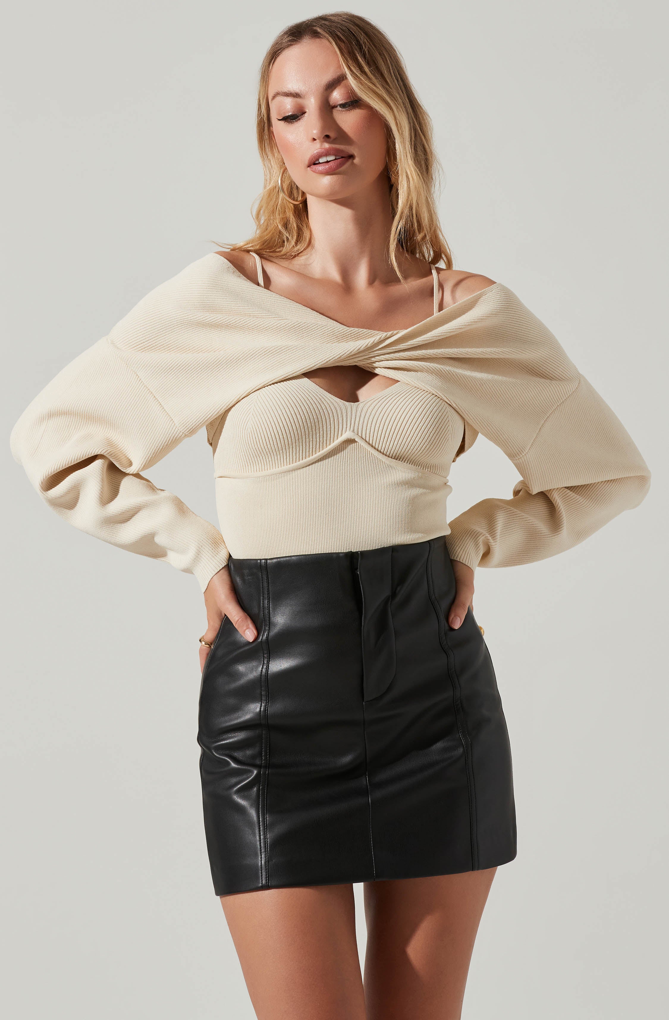 Martha Ribbed Knit Cami and Shrug Sweater Set-Aljck