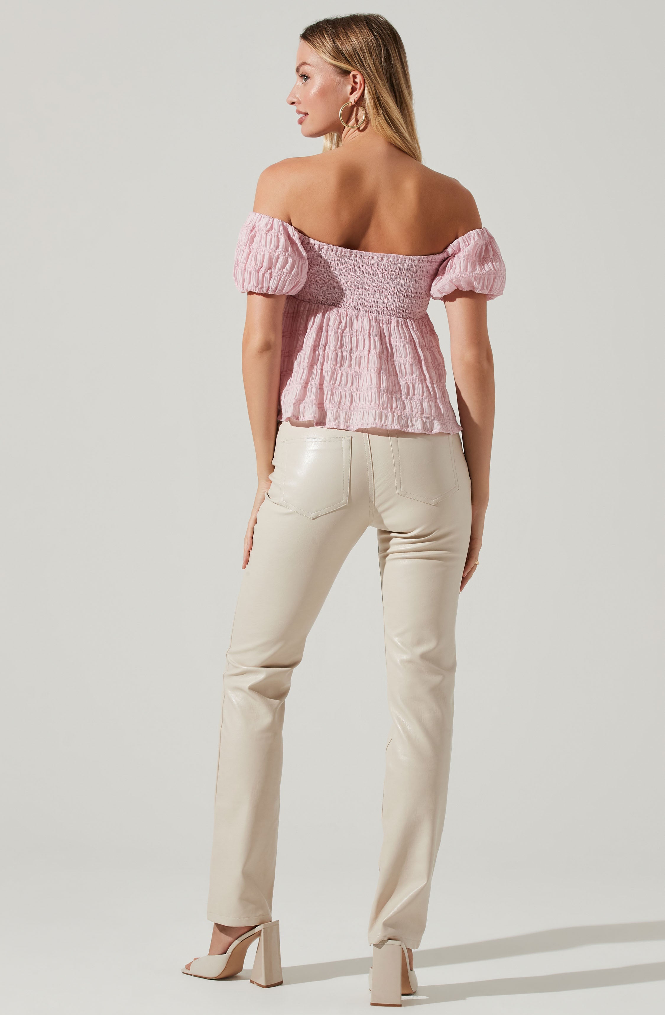 Nalda Crinkle Puff Sleeve Top-Aljck