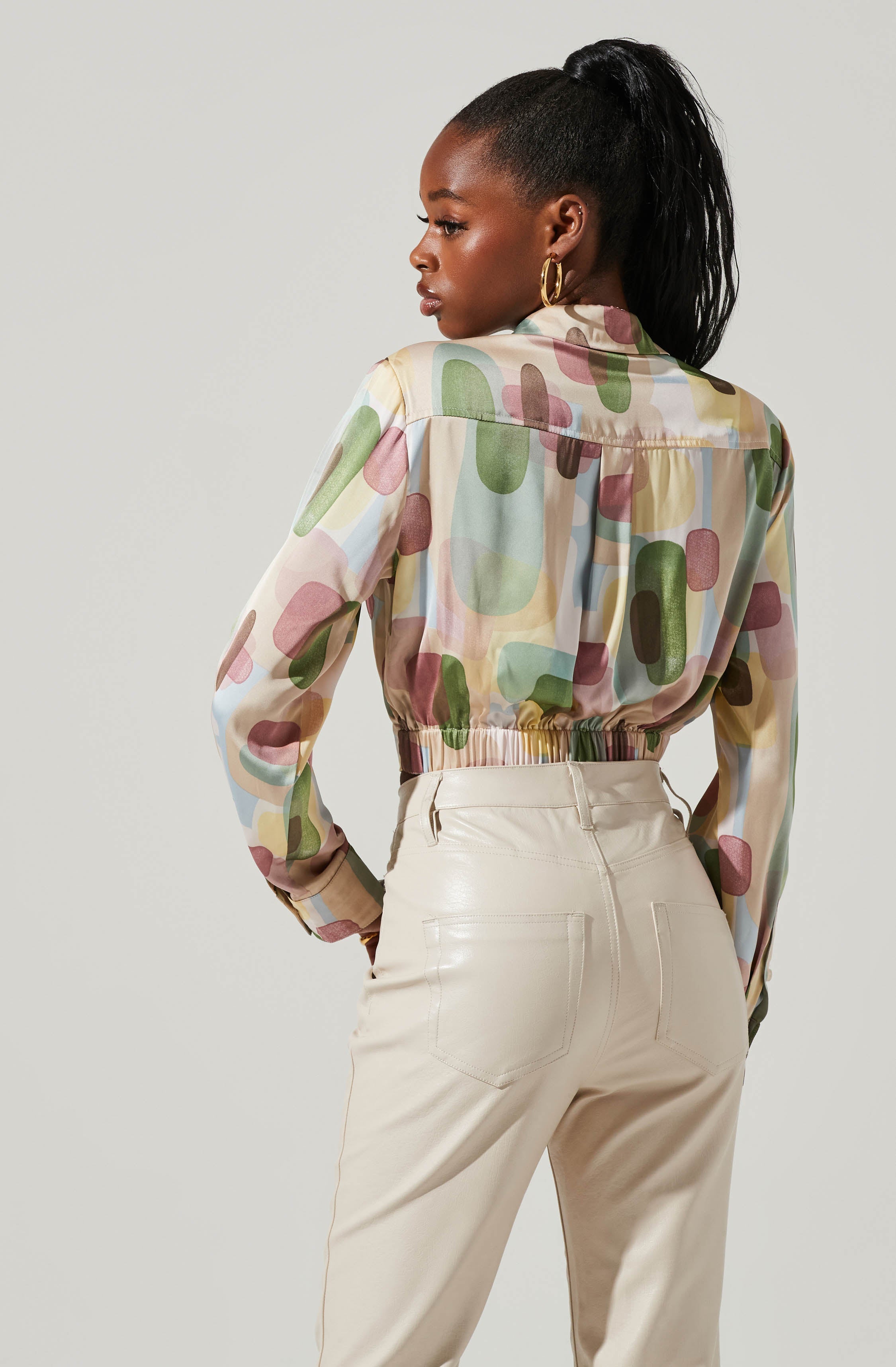 Camden Geo Print Button Down Top-Aljck