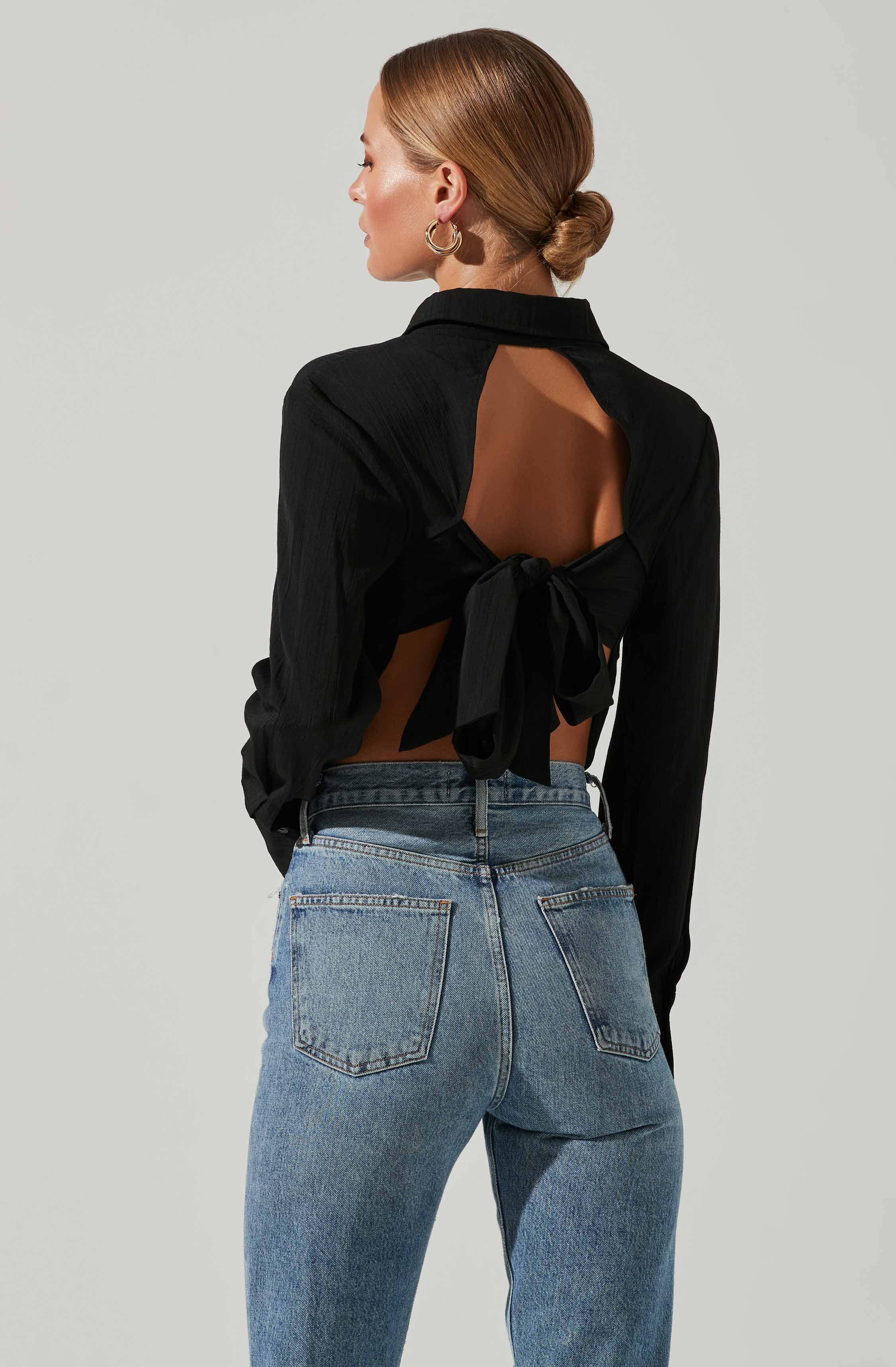 Romilda Tie Back Collared Top-Aljck