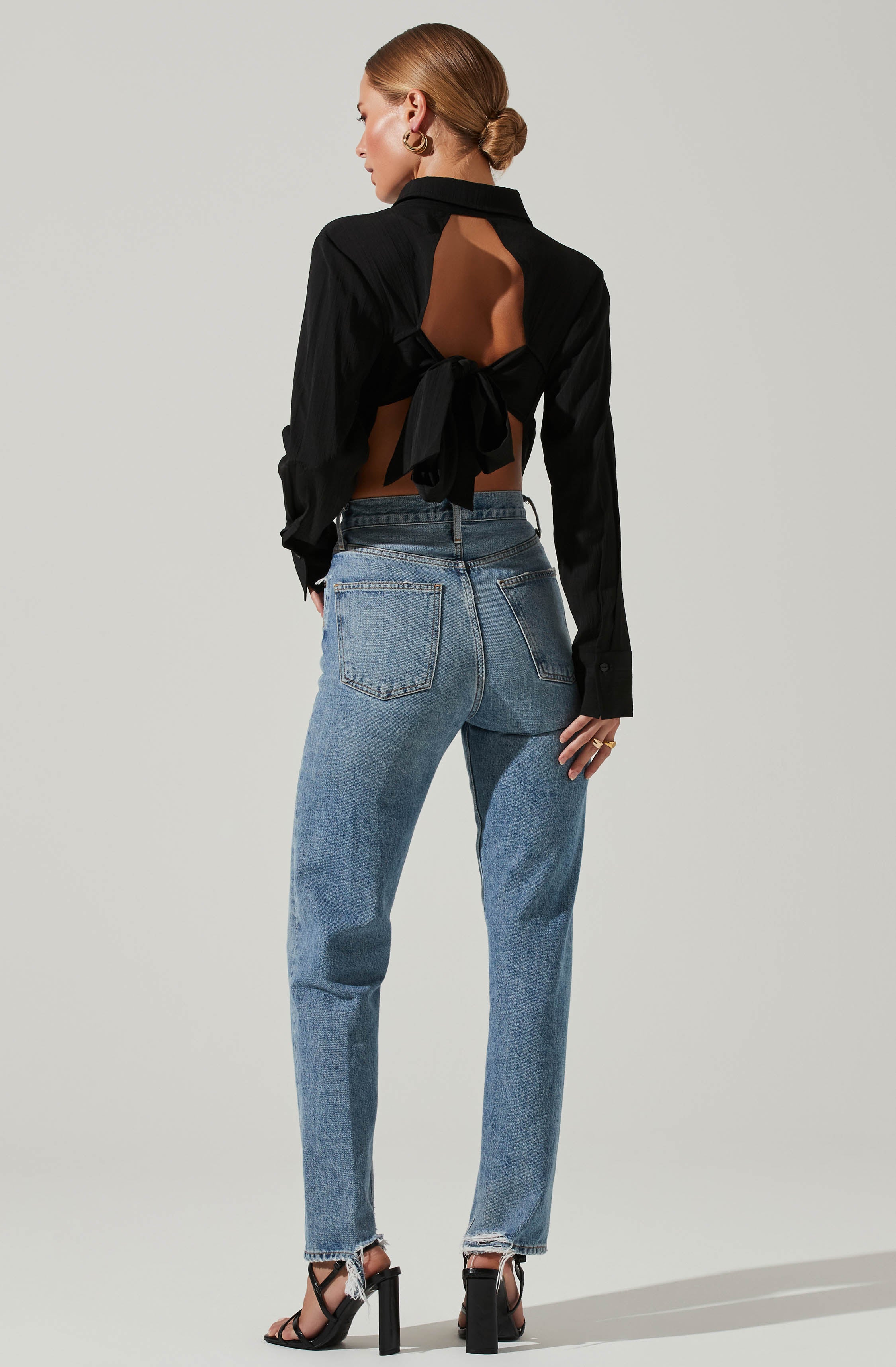 Romilda Tie Back Collared Top-Aljck