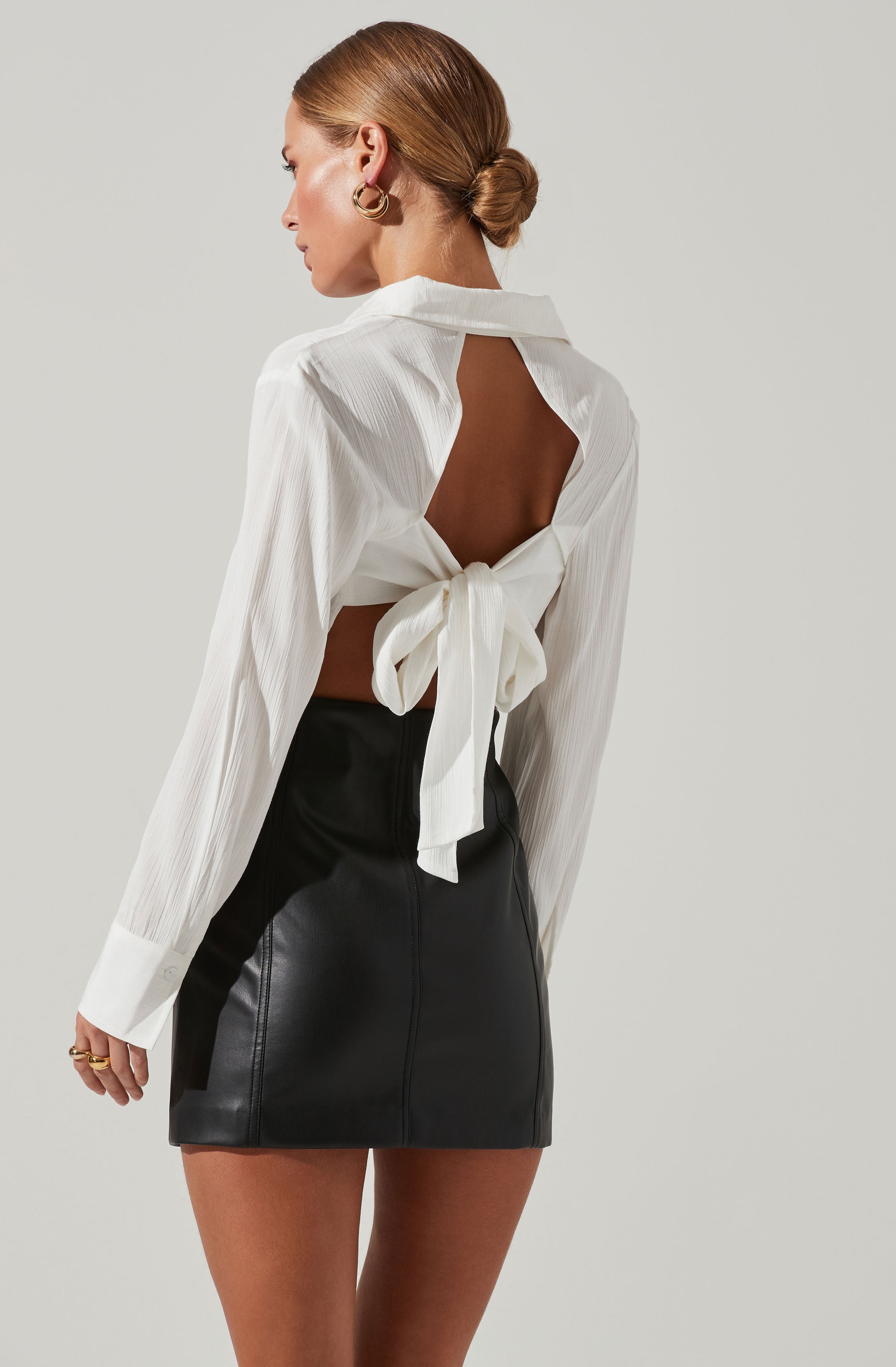 Romilda Tie Back Collared Top-Aljck