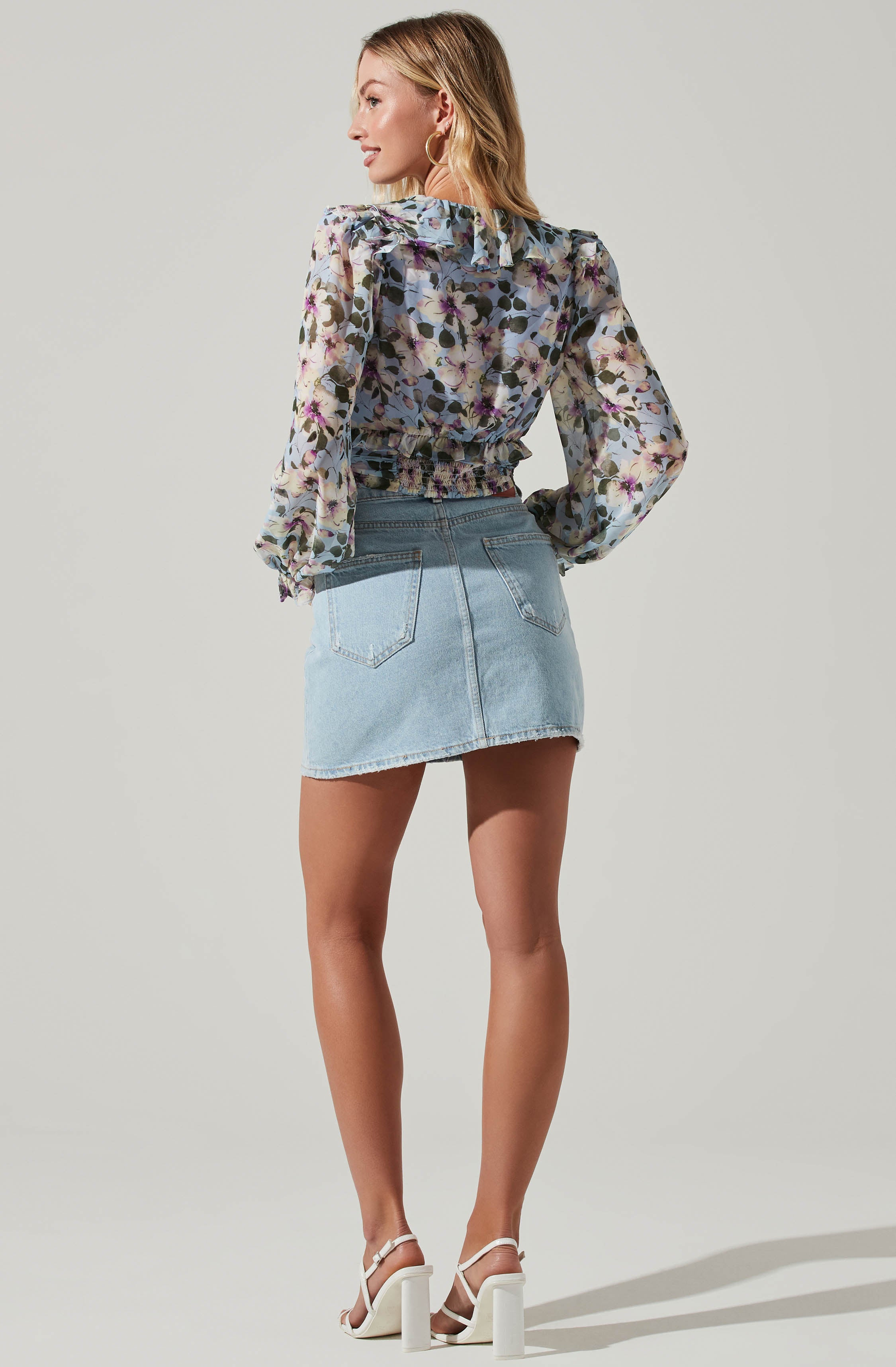 Loxley Floral Ruffle Long Sleeve Top-Aljck