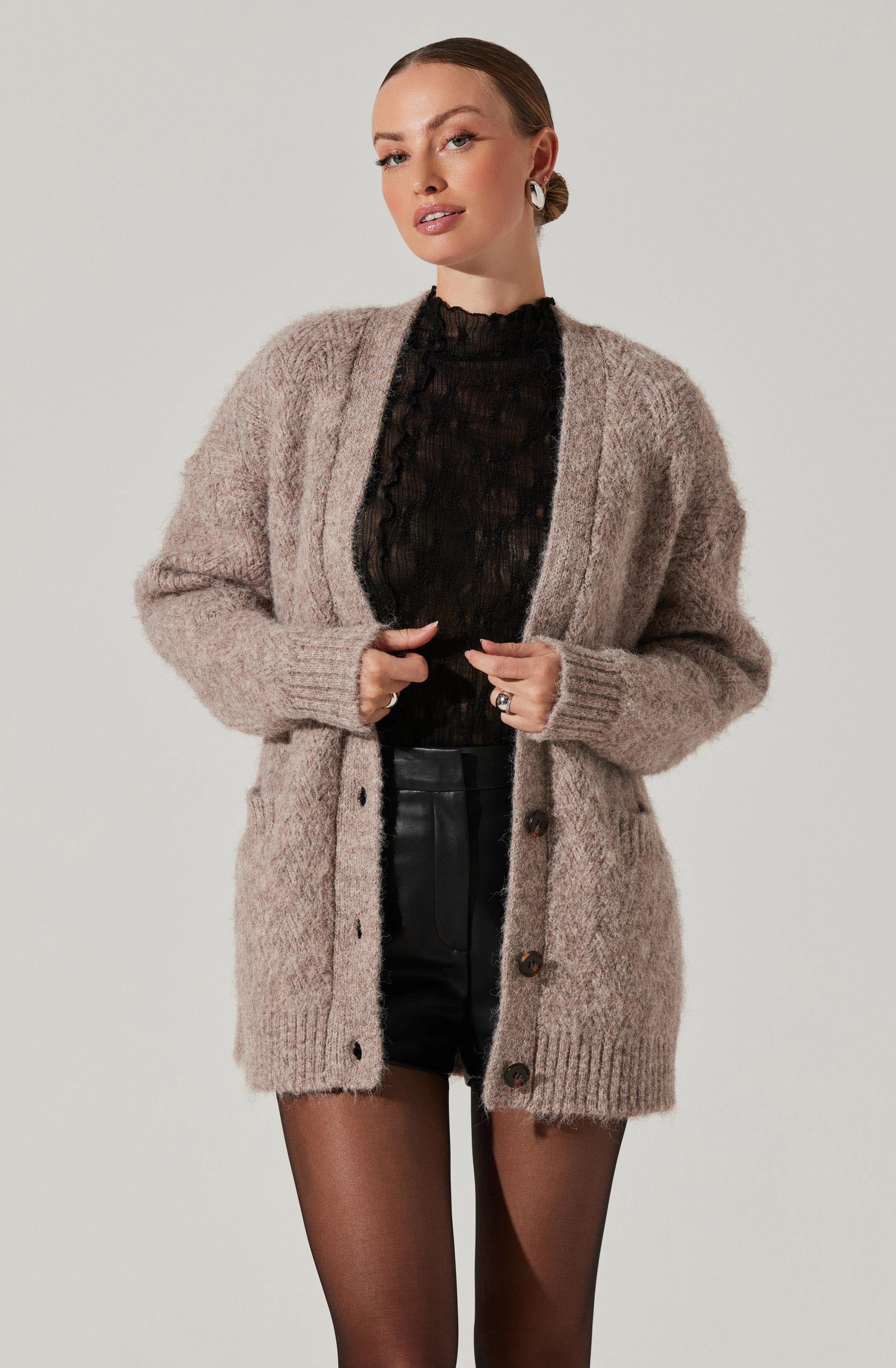 Charli Brushed-Effect Cardigan Sweater-Aljck