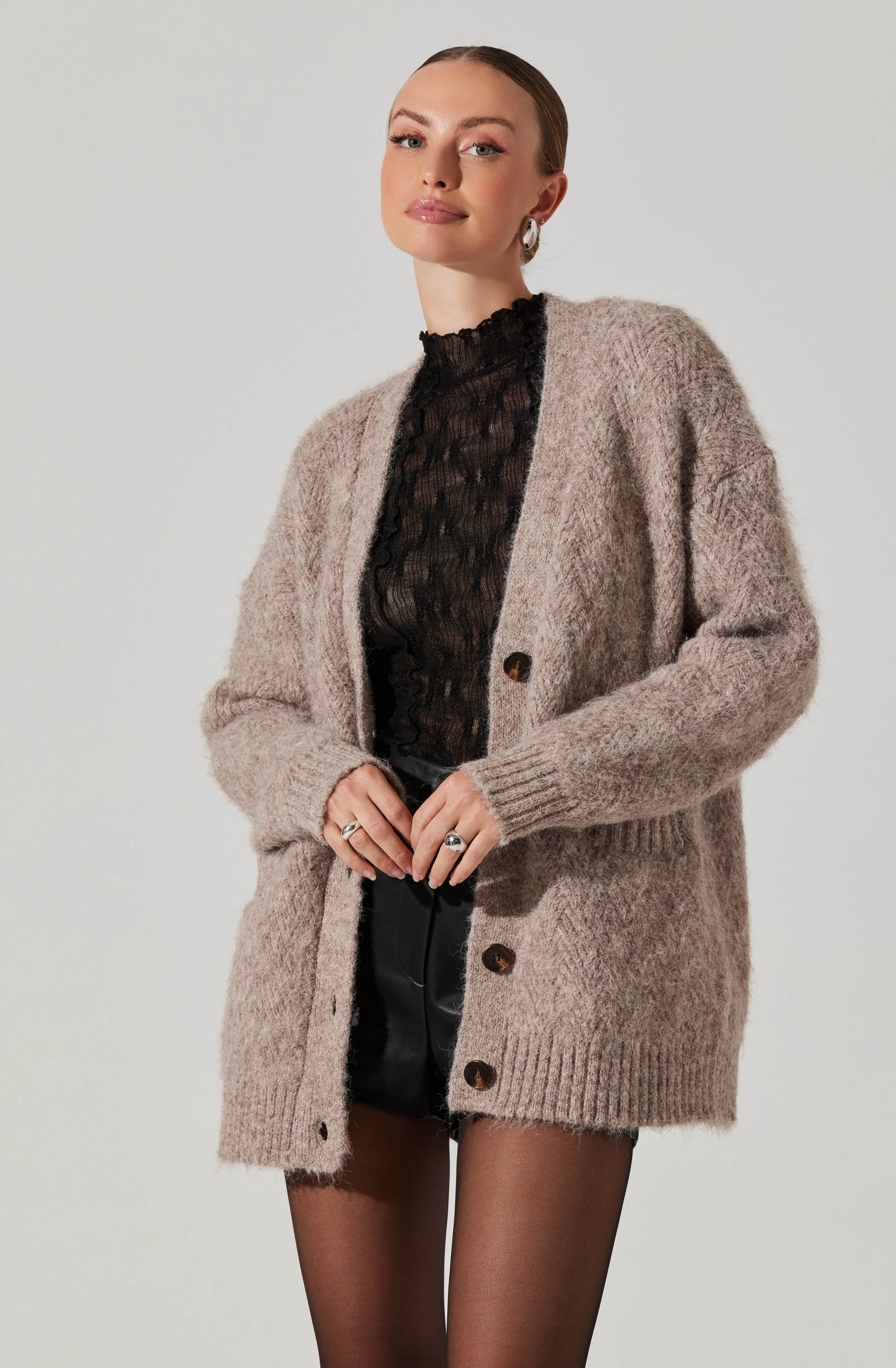Charli Brushed-Effect Cardigan Sweater-Aljck