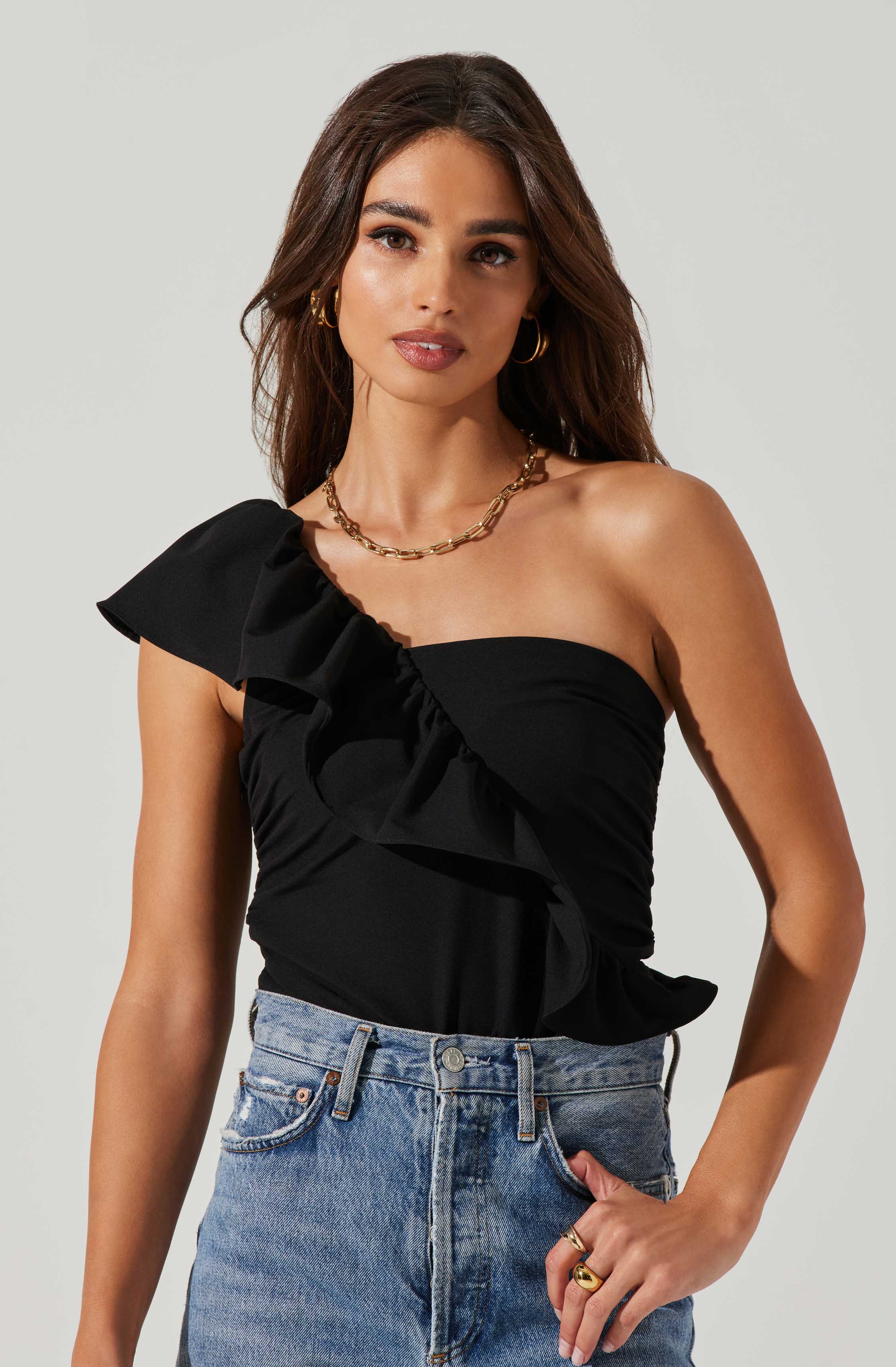 Malena One Shoulder Bodysuit-Aljck