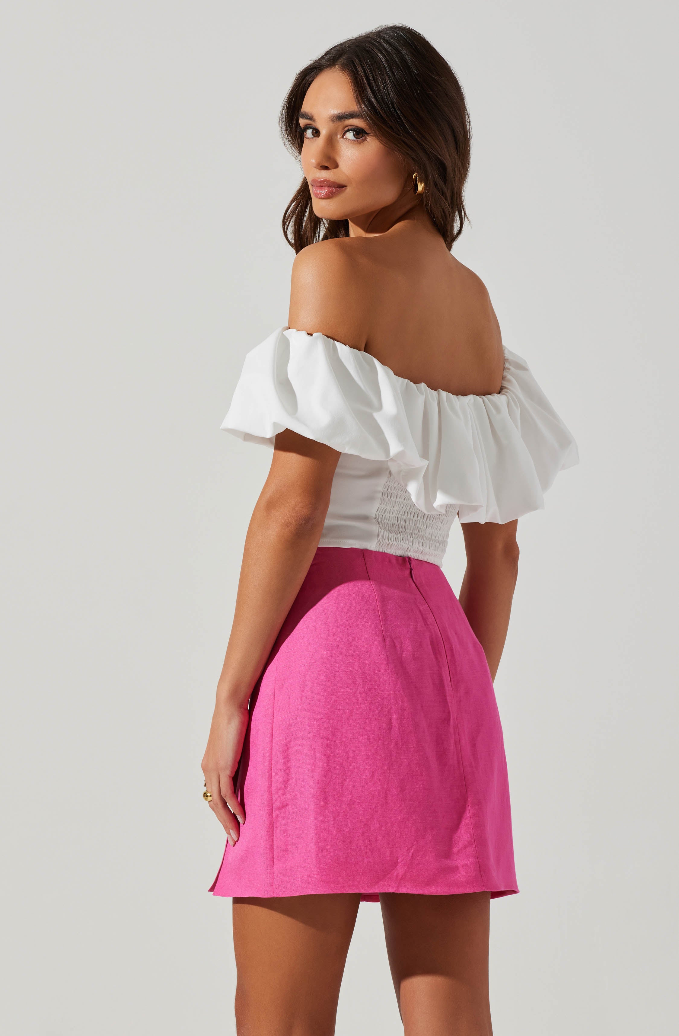 Claribelle Ruffle Hem Off Shoulder Top-Aljck