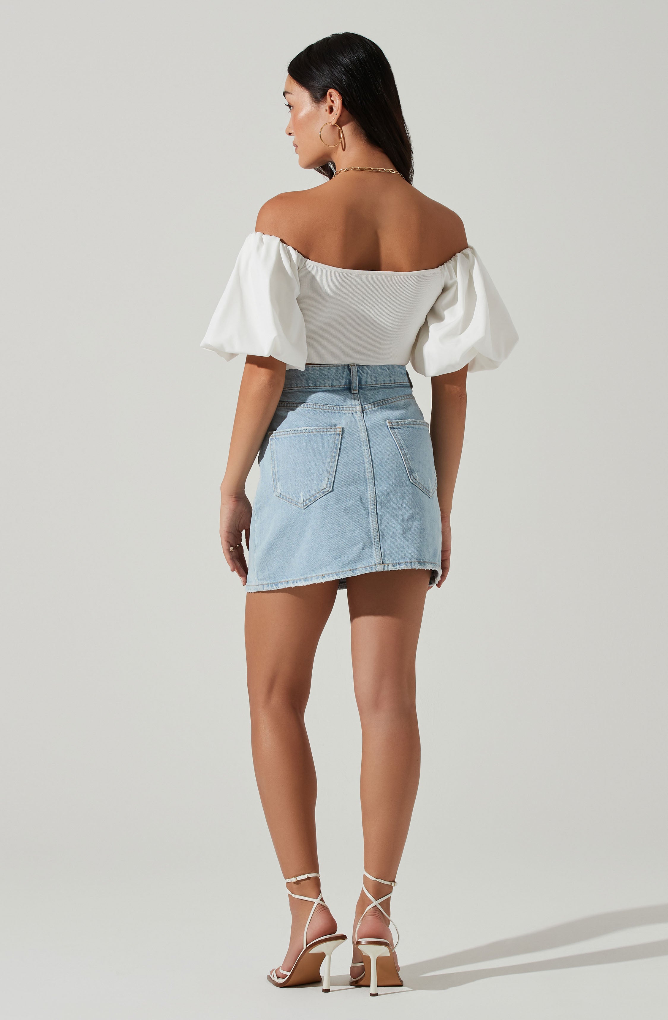 Carminia Sweater Knit Off Shoulder Puff Sleeve Top-Aljck