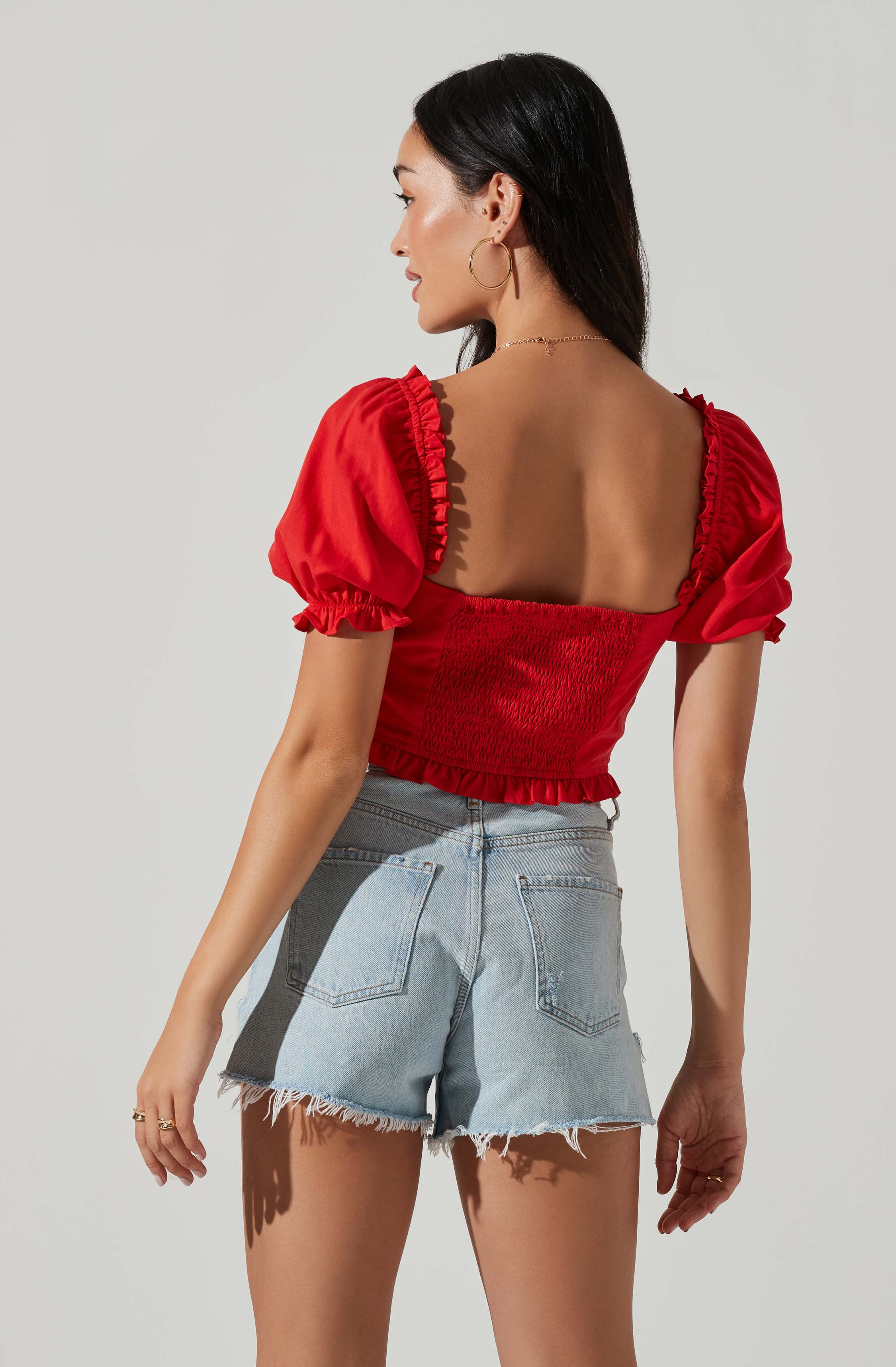 Feronia Sweetheart Puff Sleeve Top-Aljck