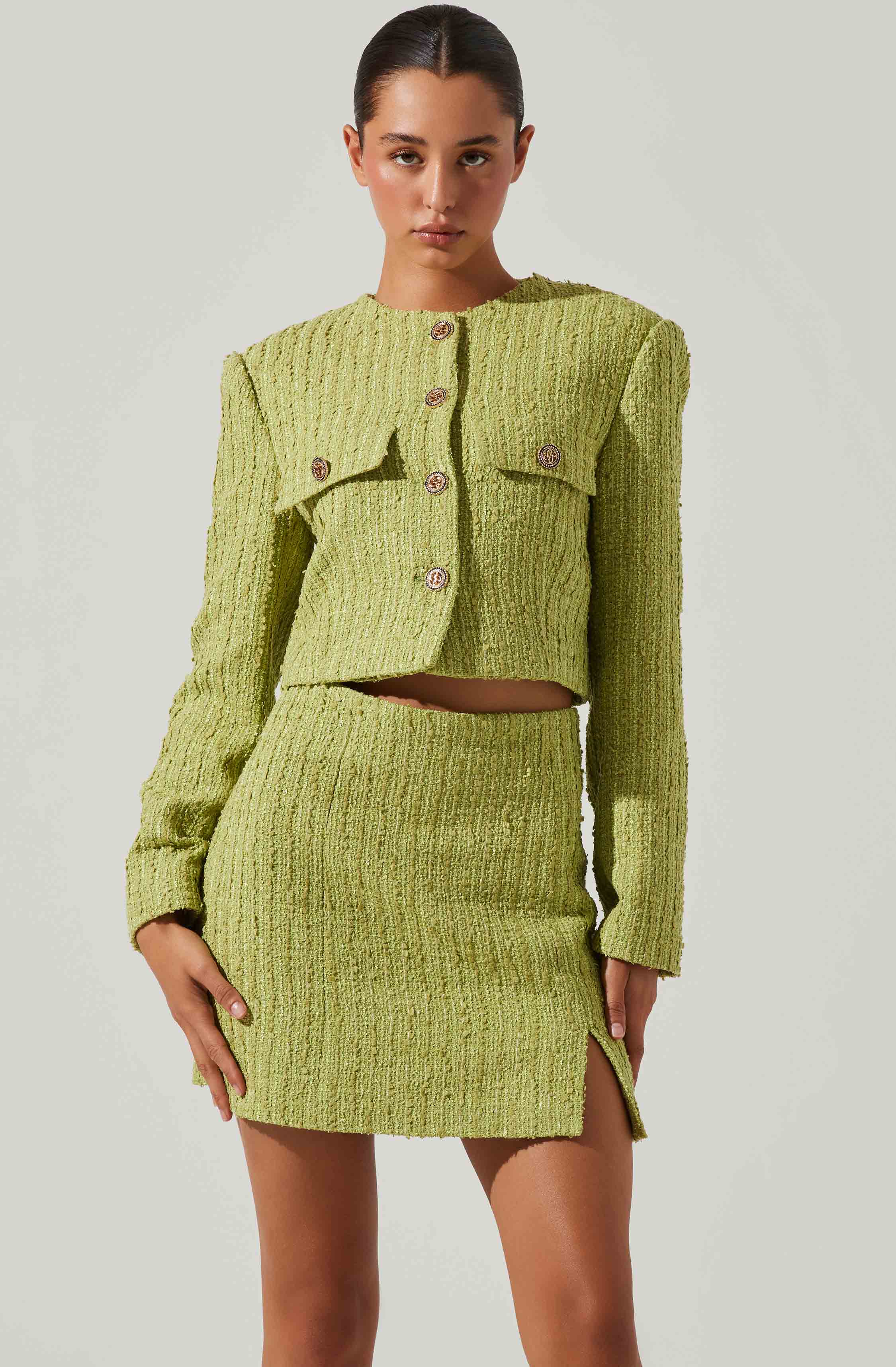 Covina Tweed Cropped Jacket-Aljck