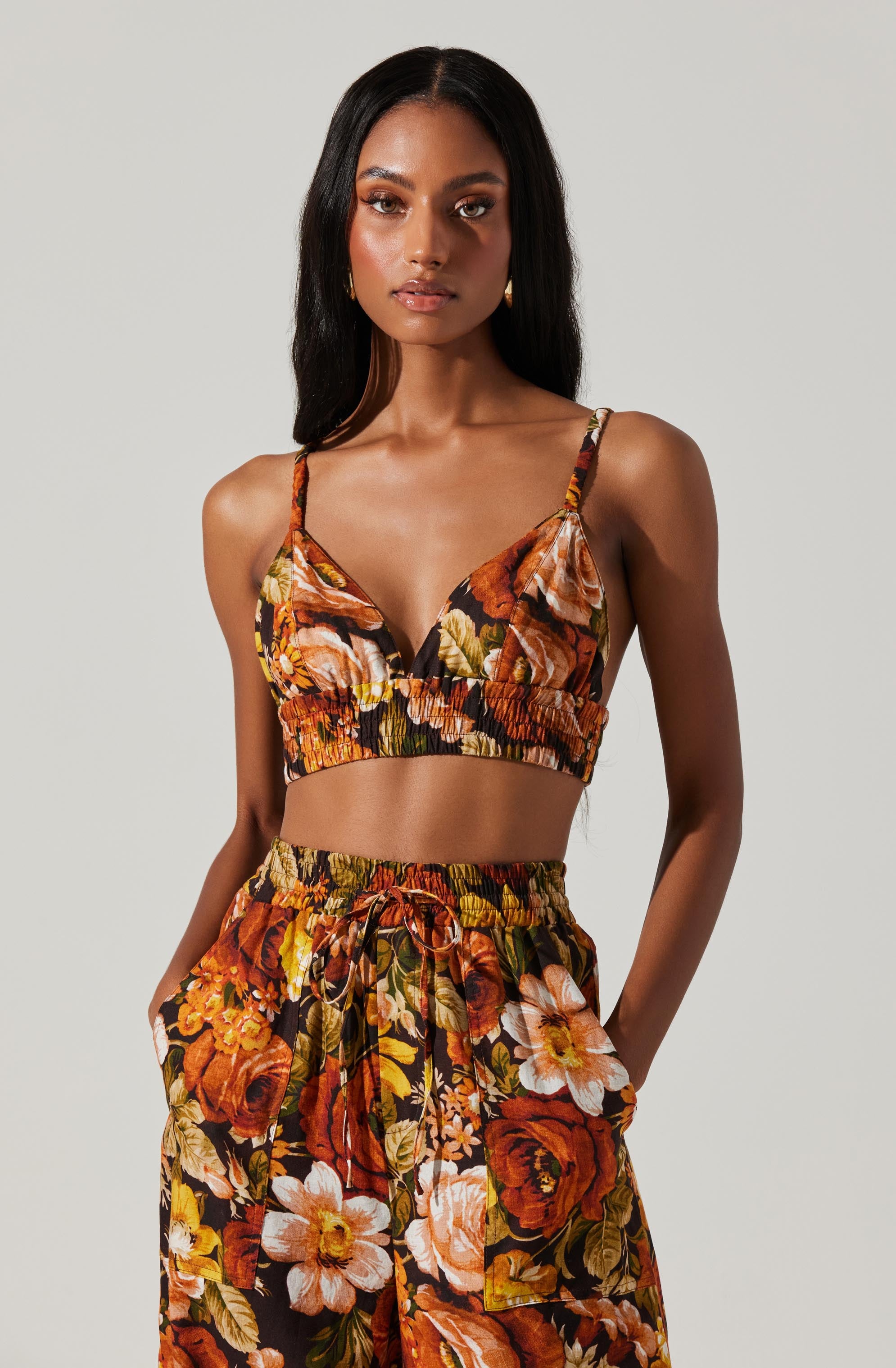 Tevy Floral Crop Top-Aljck