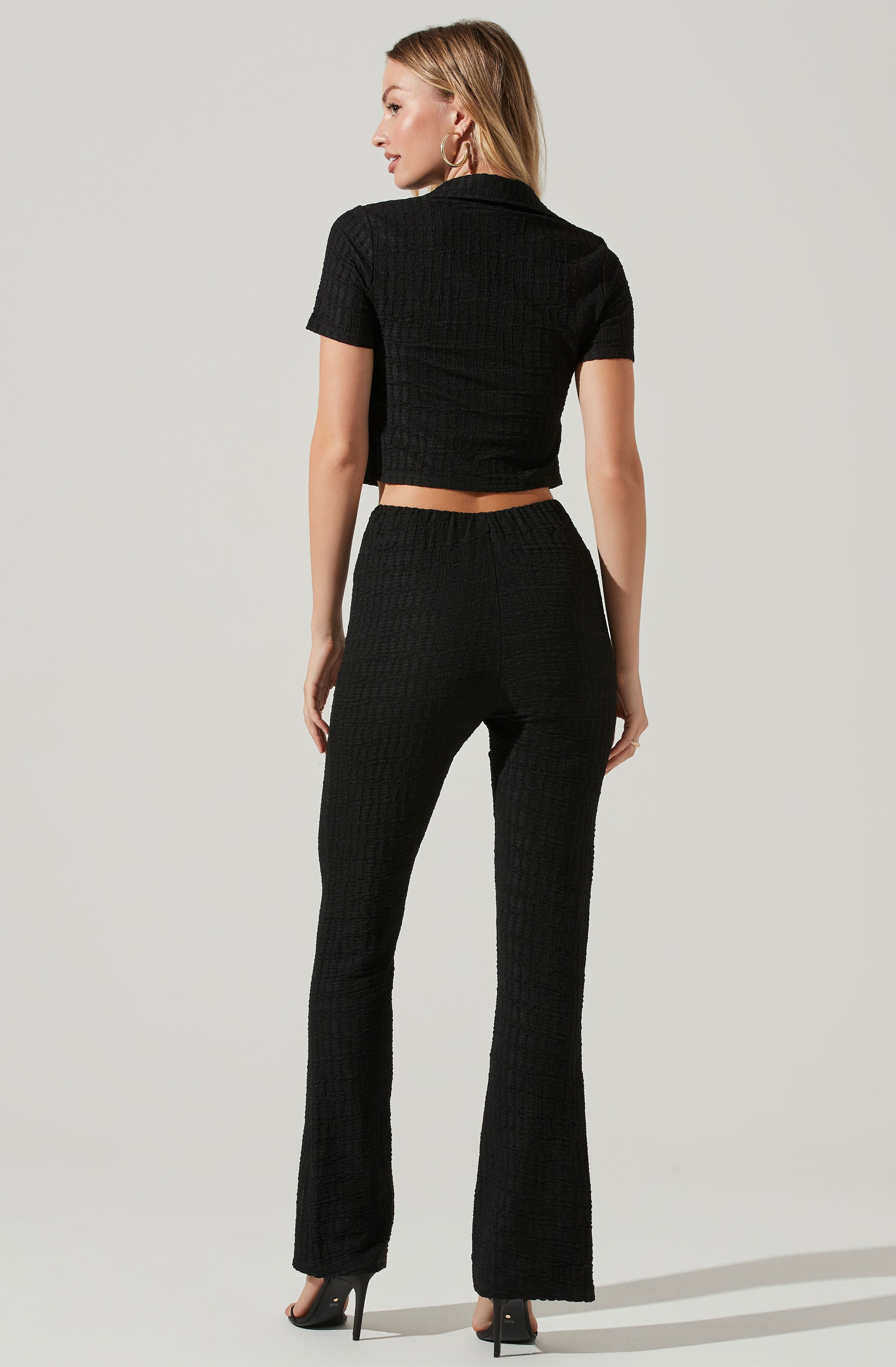 Zoey Collared Tie Front Top-Aljck