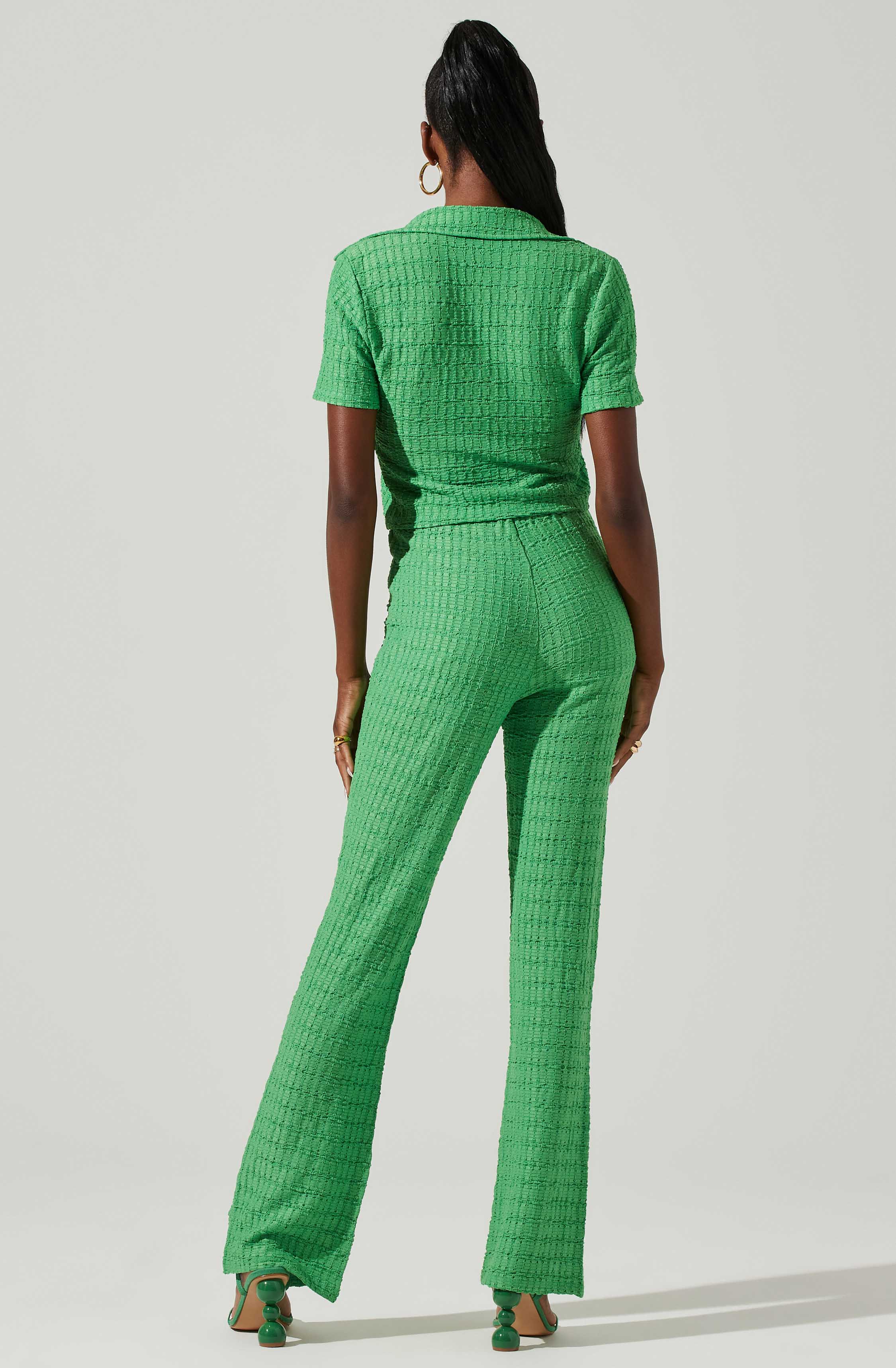 Zoey Collared Tie Front Top-Aljck