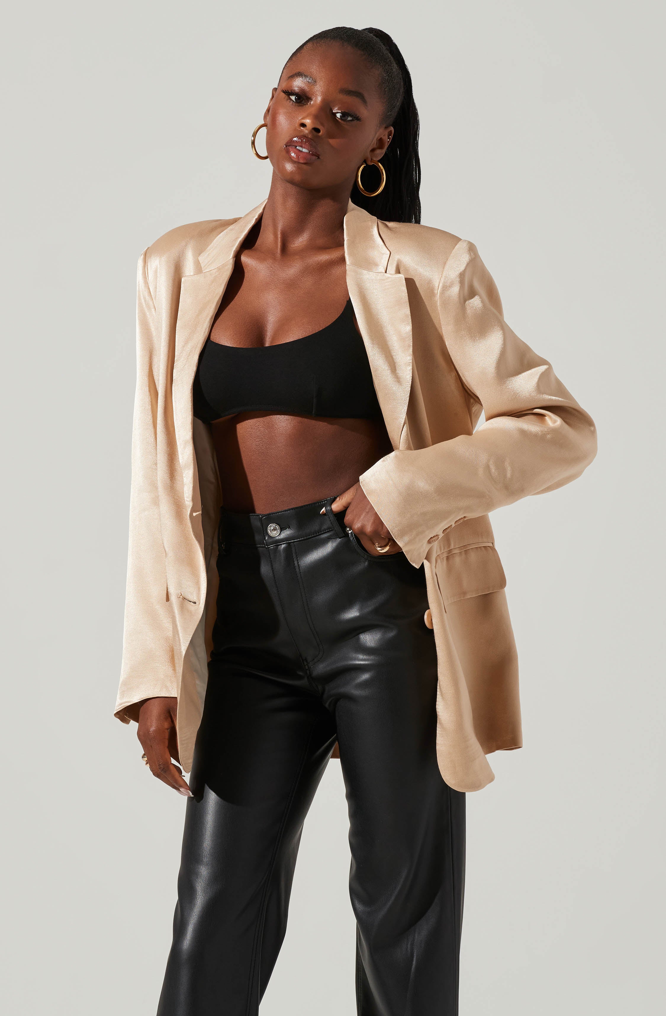 Kimia Satin Oversized Blazer-Aljck