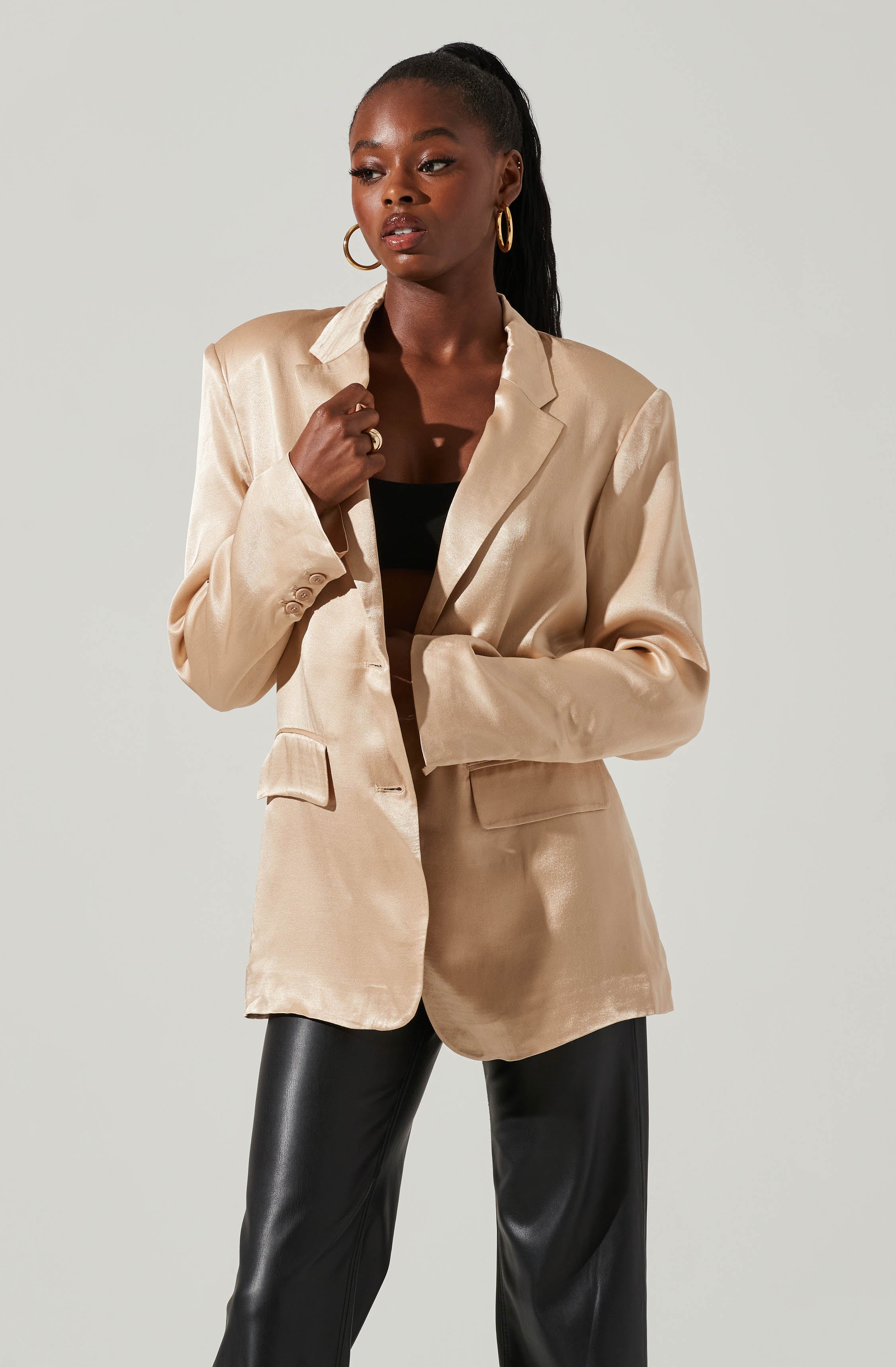 Kimia Satin Oversized Blazer-Aljck