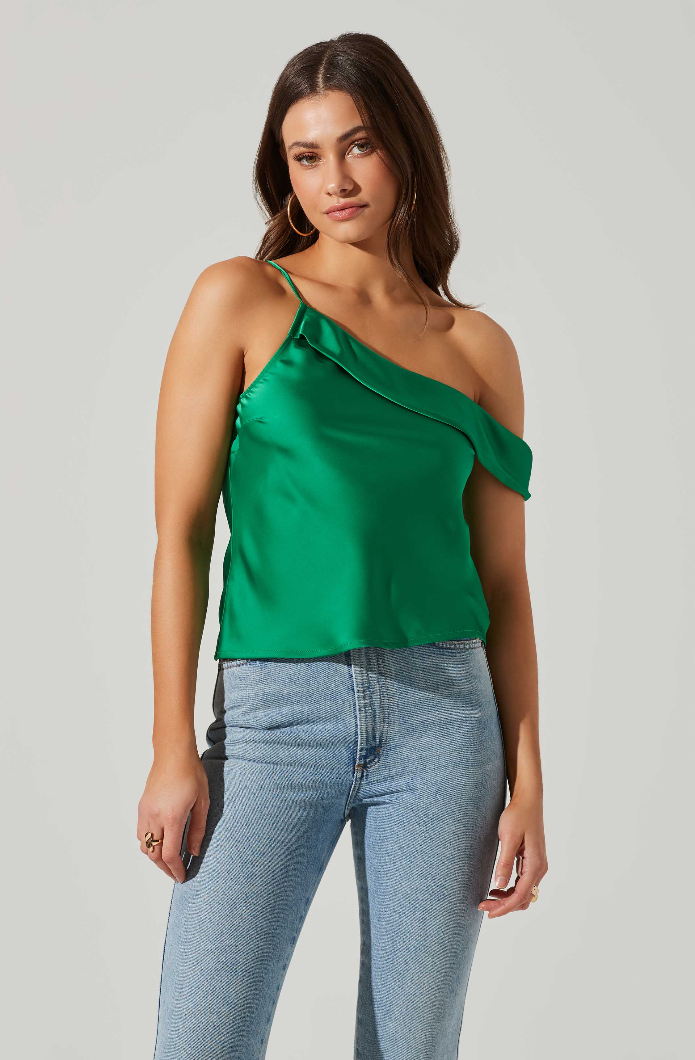 Shion Satin Off Shoulder Top-Aljck