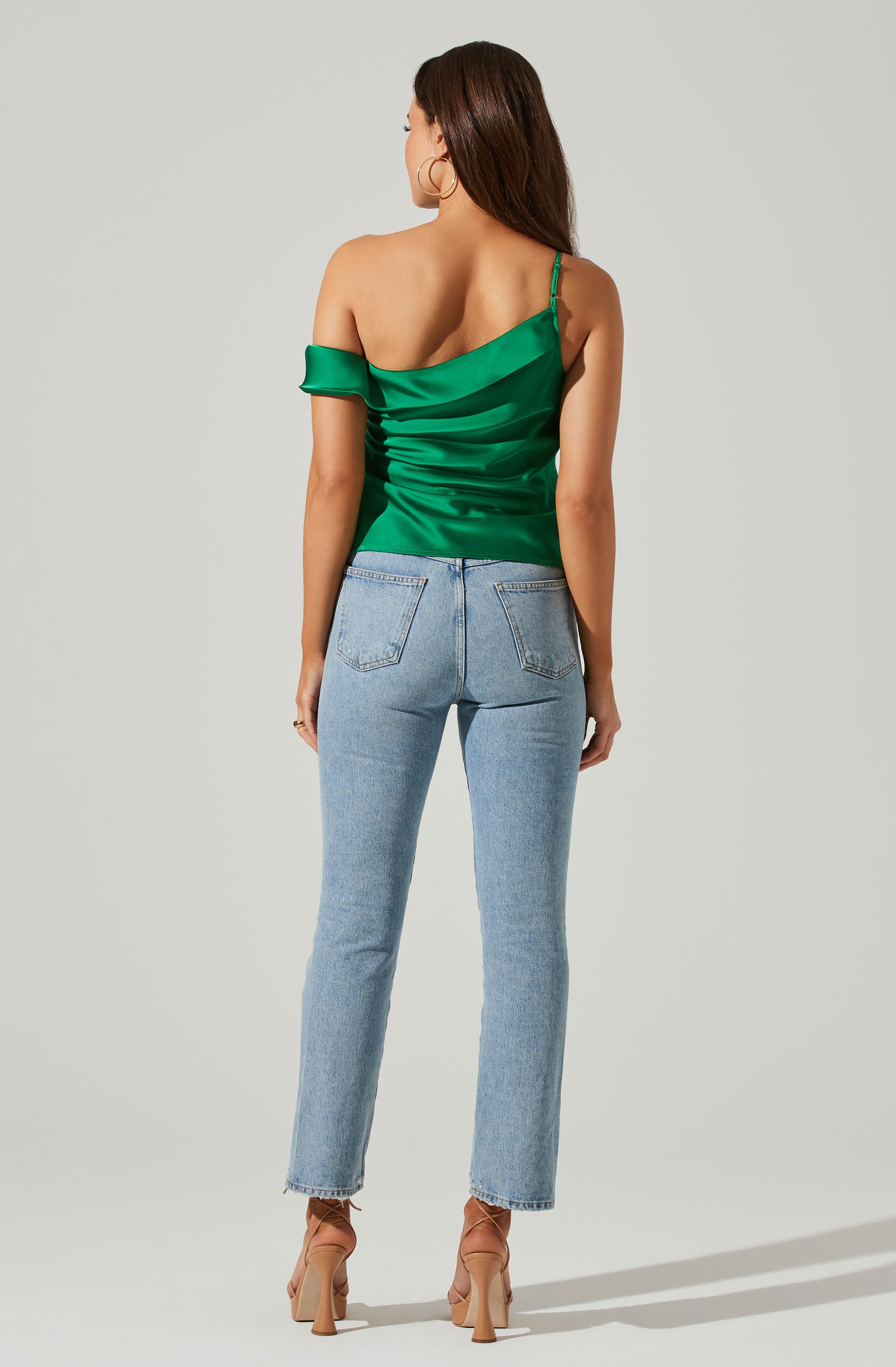 Shion Satin Off Shoulder Top-Aljck