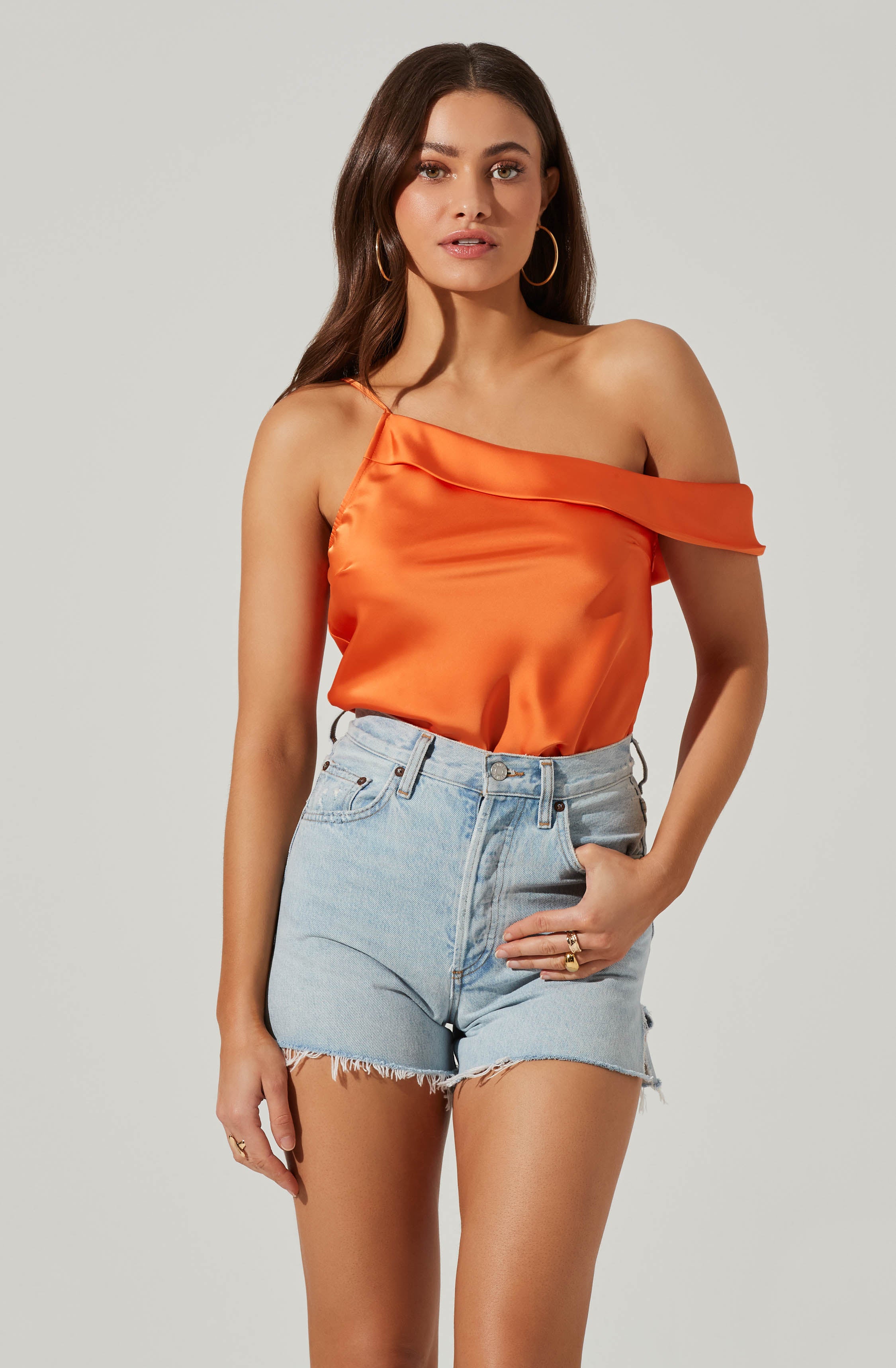 Shion Satin Off Shoulder Top-Aljck