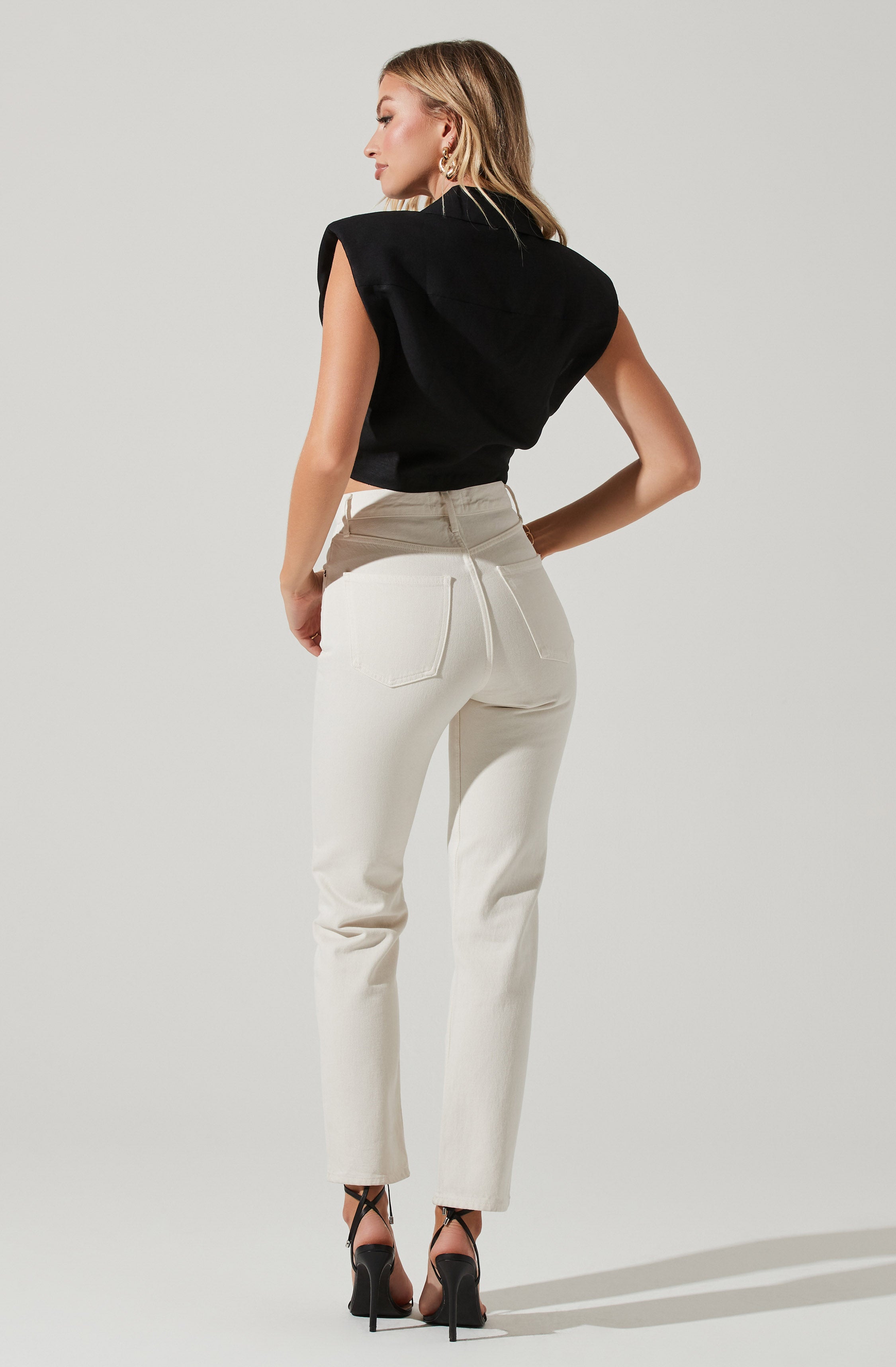 Kathlynn Front Twist Collared Top-Aljck