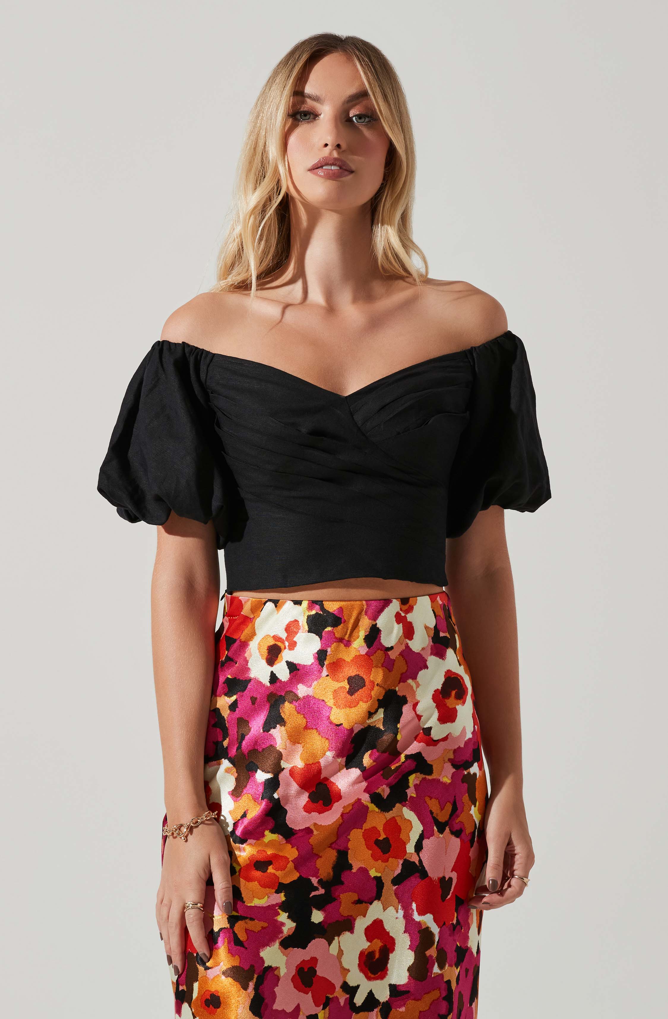 Laurana Off Shoulder Puff Sleeve Top-Aljck