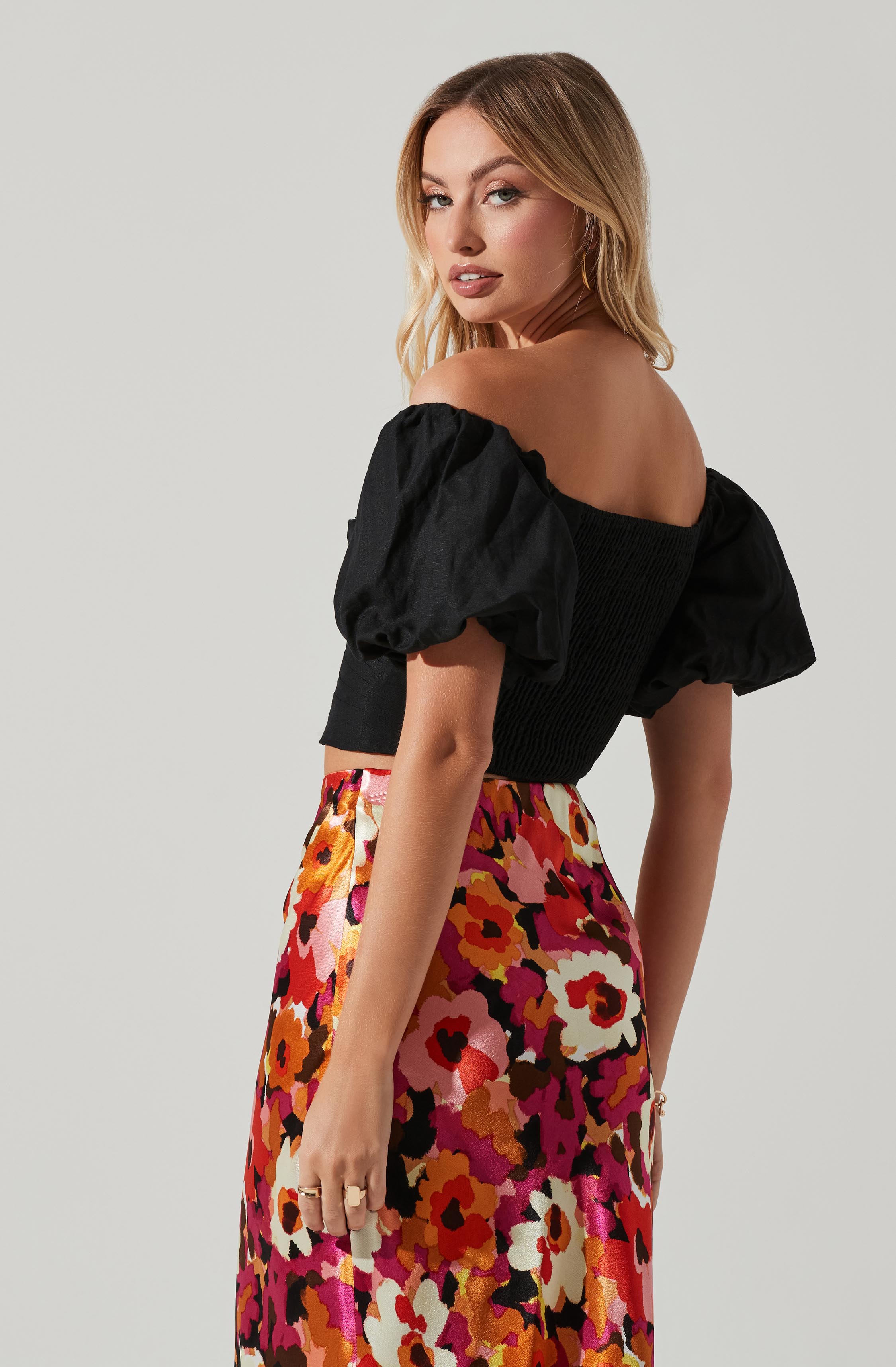 Laurana Off Shoulder Puff Sleeve Top-Aljck