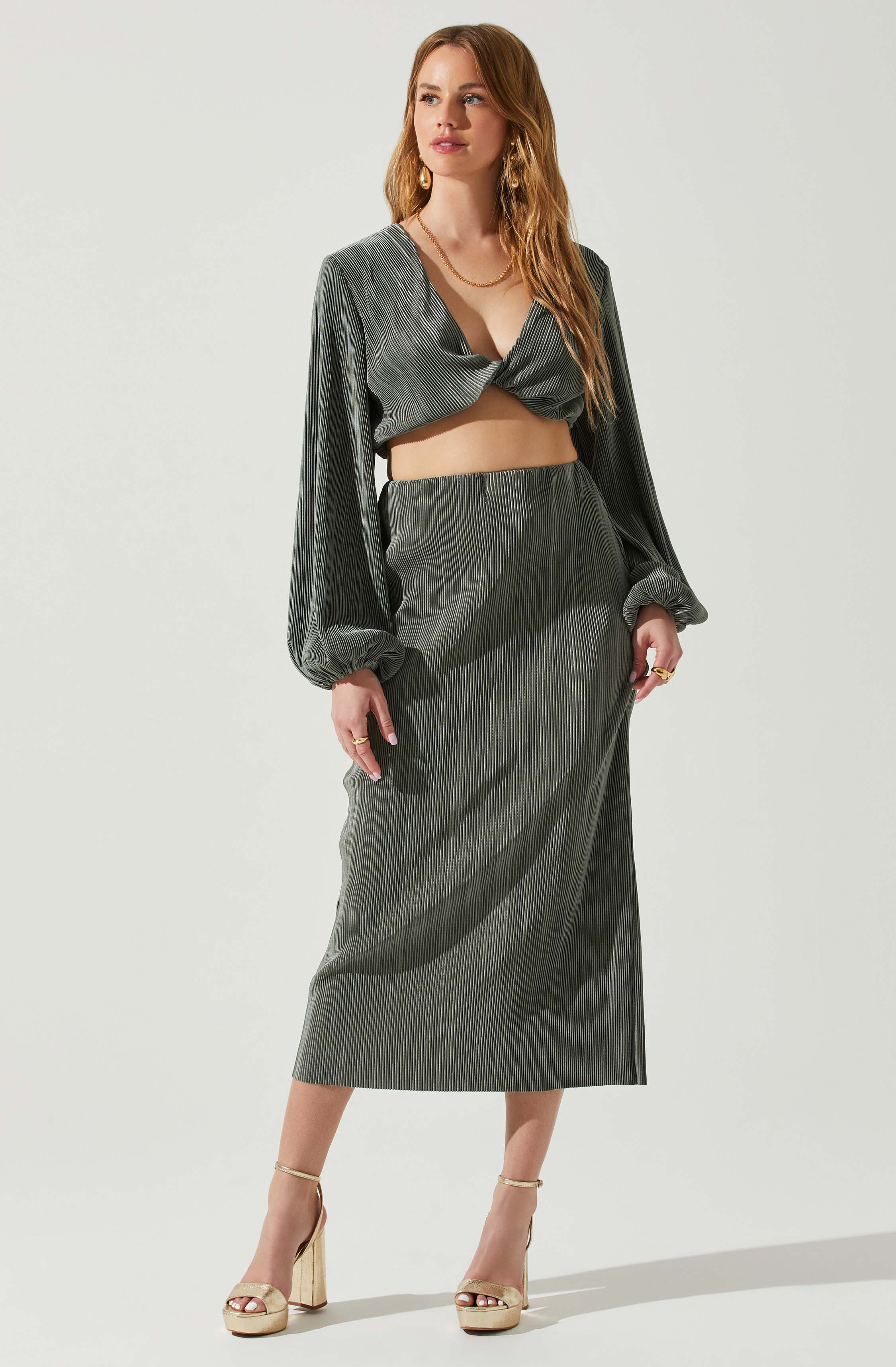 Cataleya Plisse Twist Bust Top-Aljck