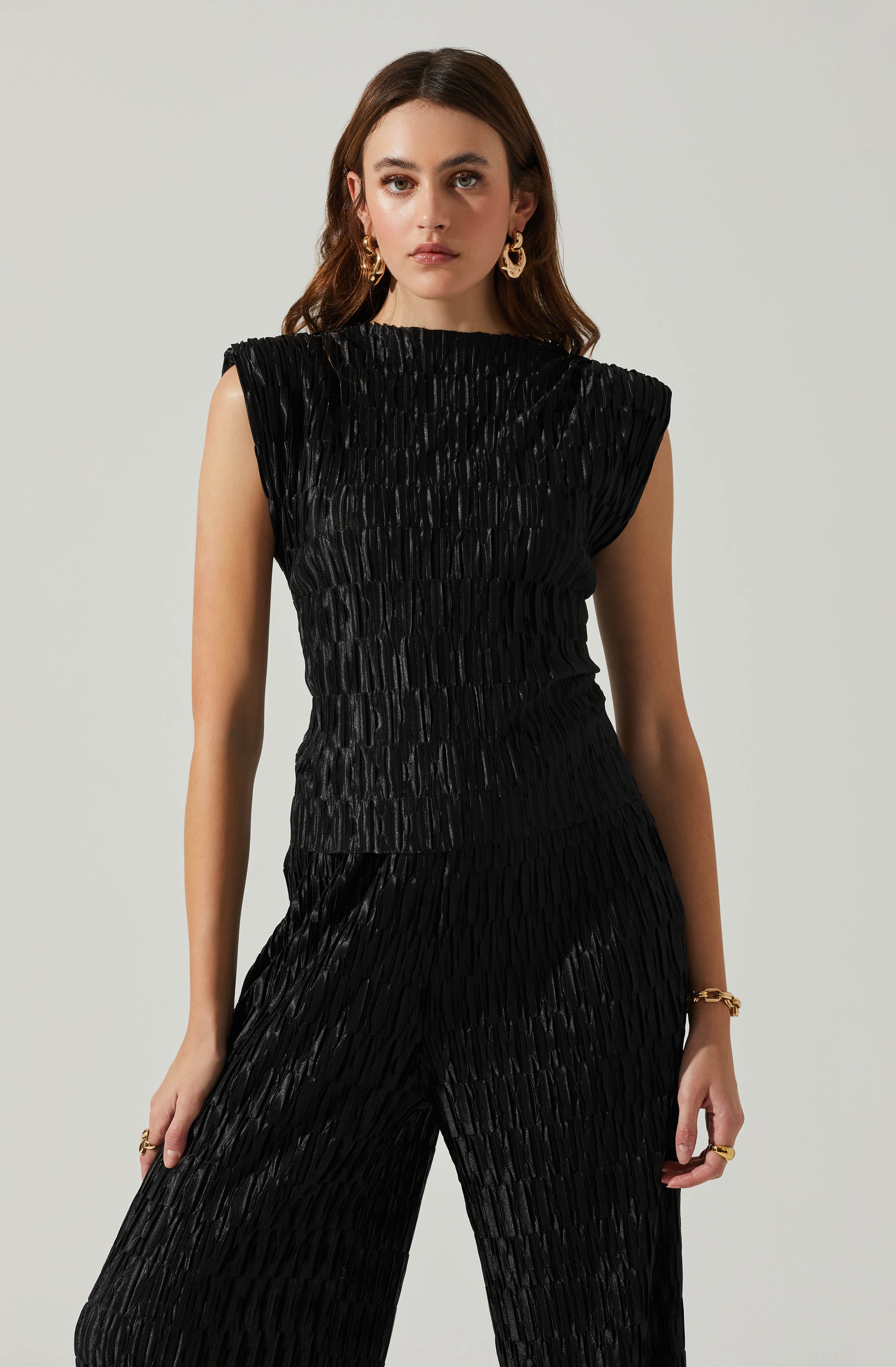 Jorja Textured Sleeveless Top-Aljck