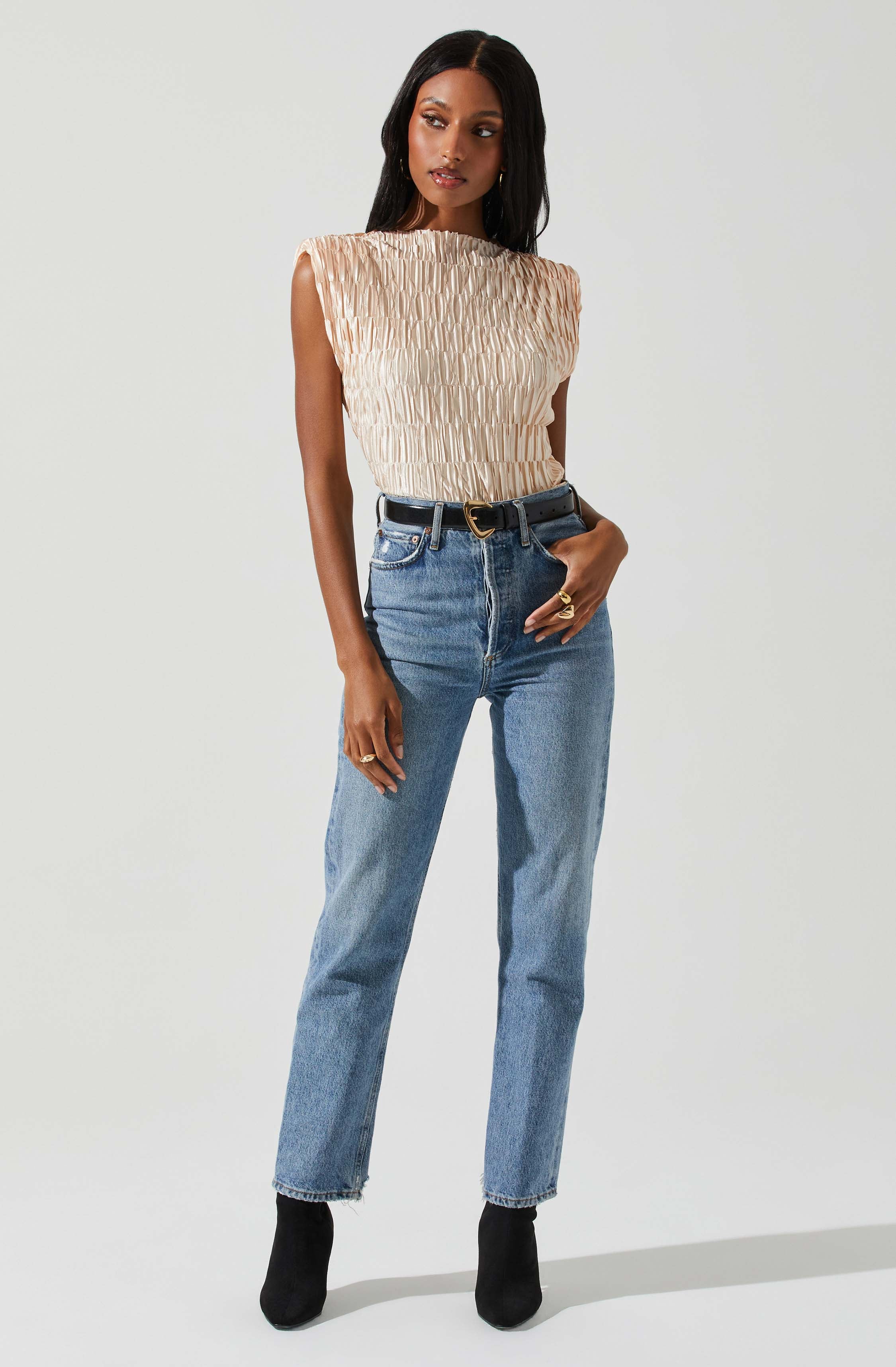 Jorja Textured Sleeveless Top-Aljck