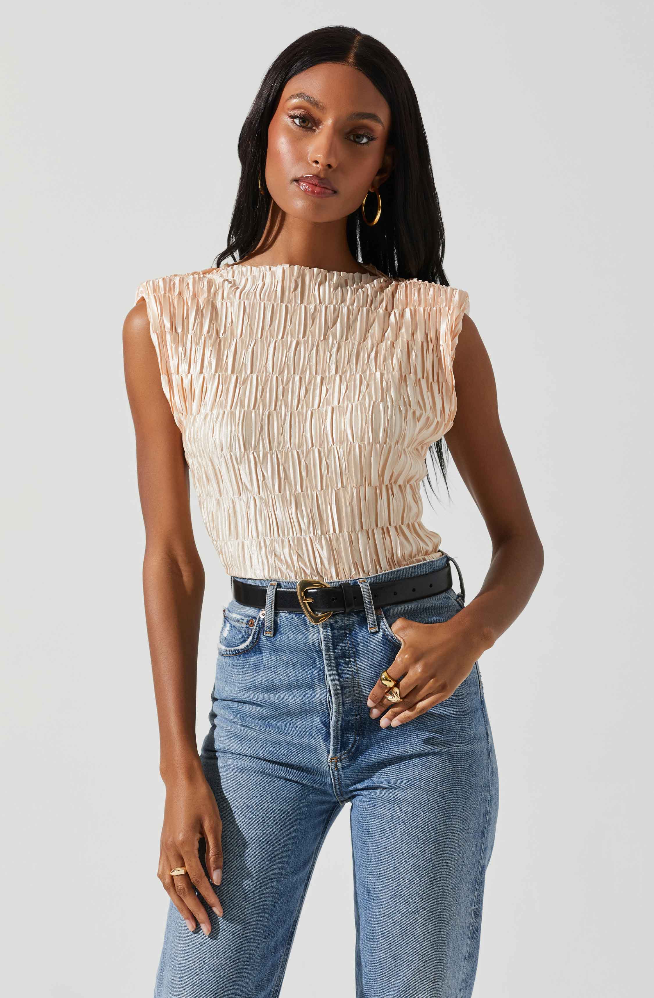 Jorja Textured Sleeveless Top-Aljck