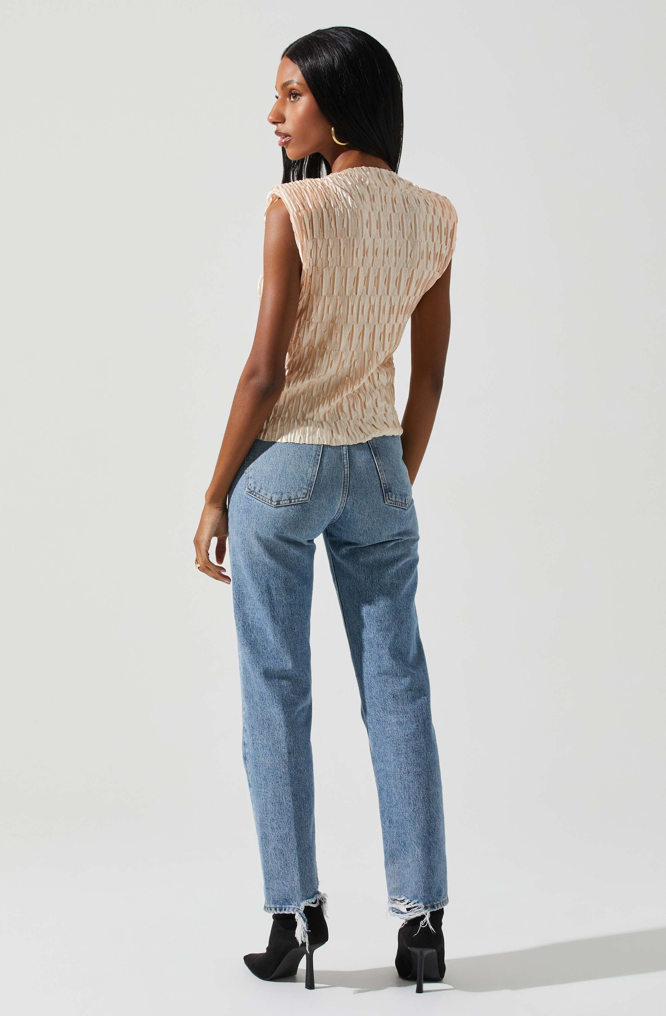 Jorja Textured Sleeveless Top-Aljck