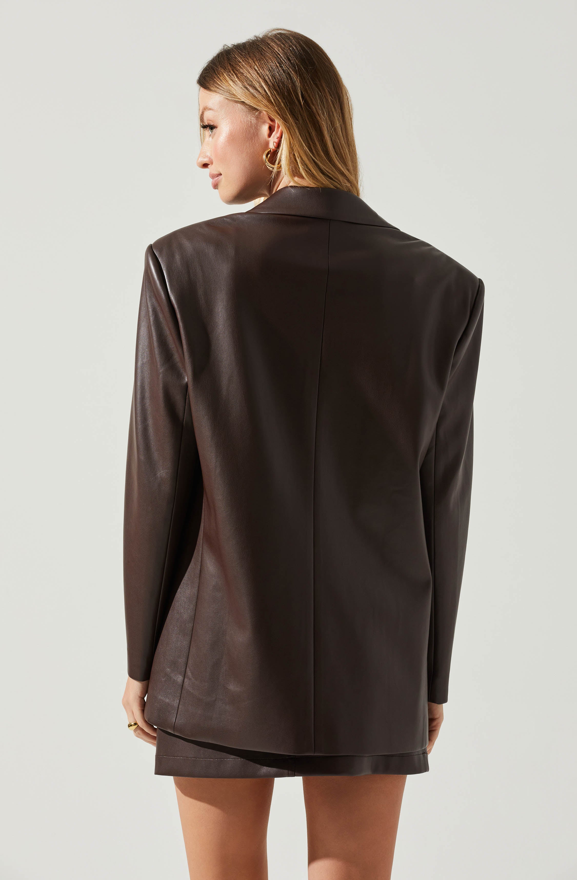 Ezra Faux Leather Oversized Blazer-Aljck