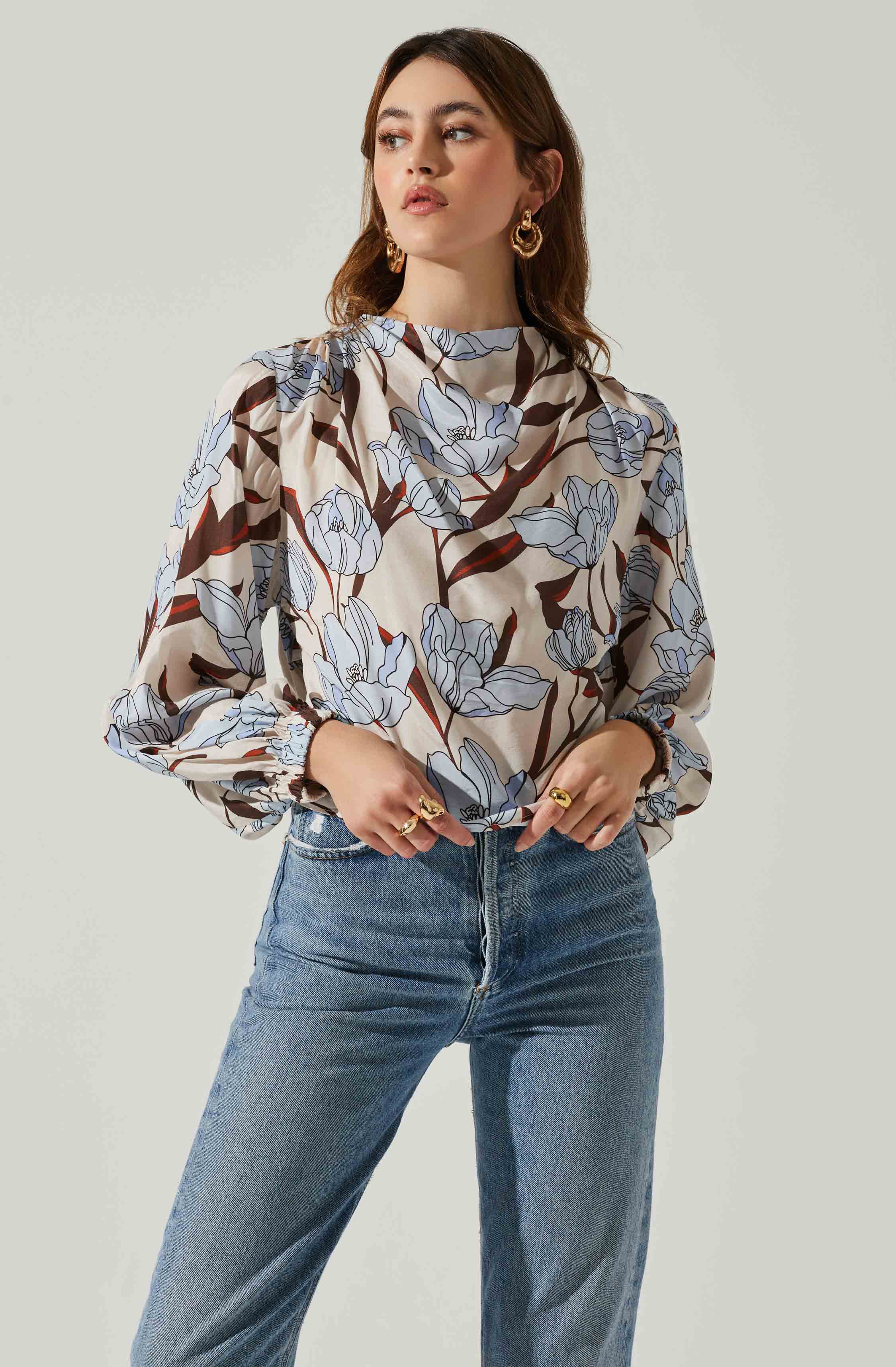 Veronica Floral Cutout Top-Aljck