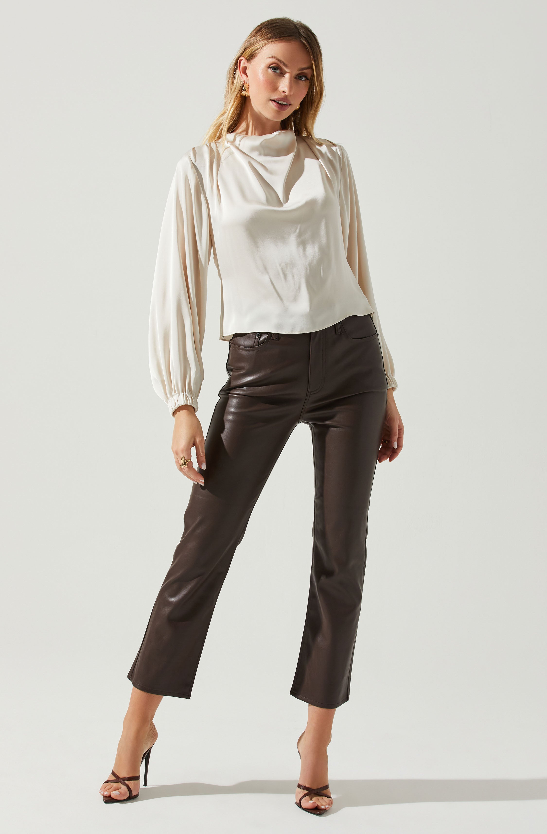 Veronica Satin Cutout Top-Aljck