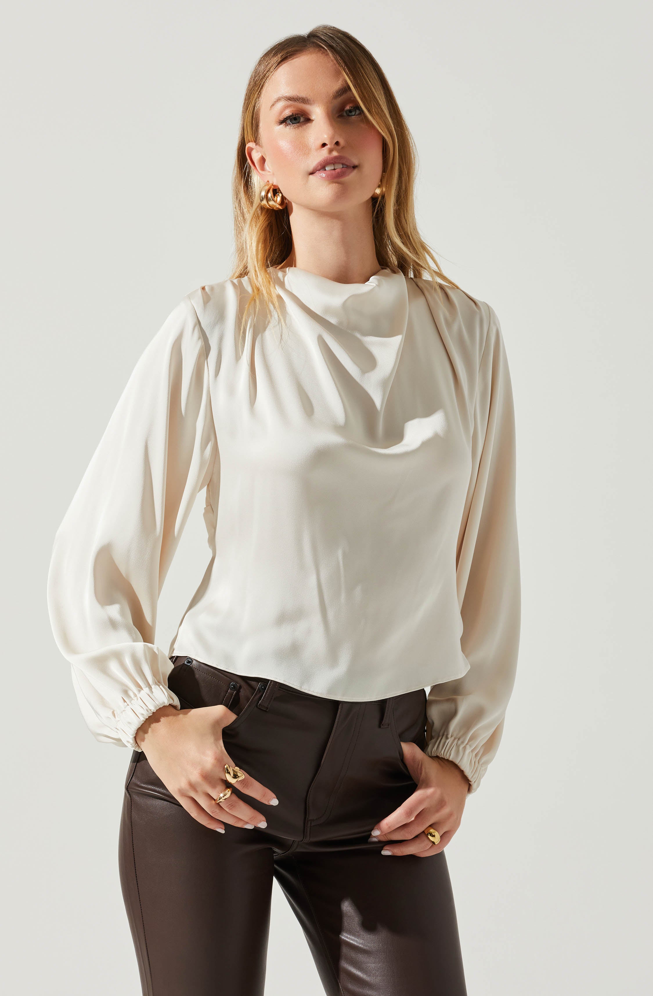 Veronica Satin Cutout Top-Aljck